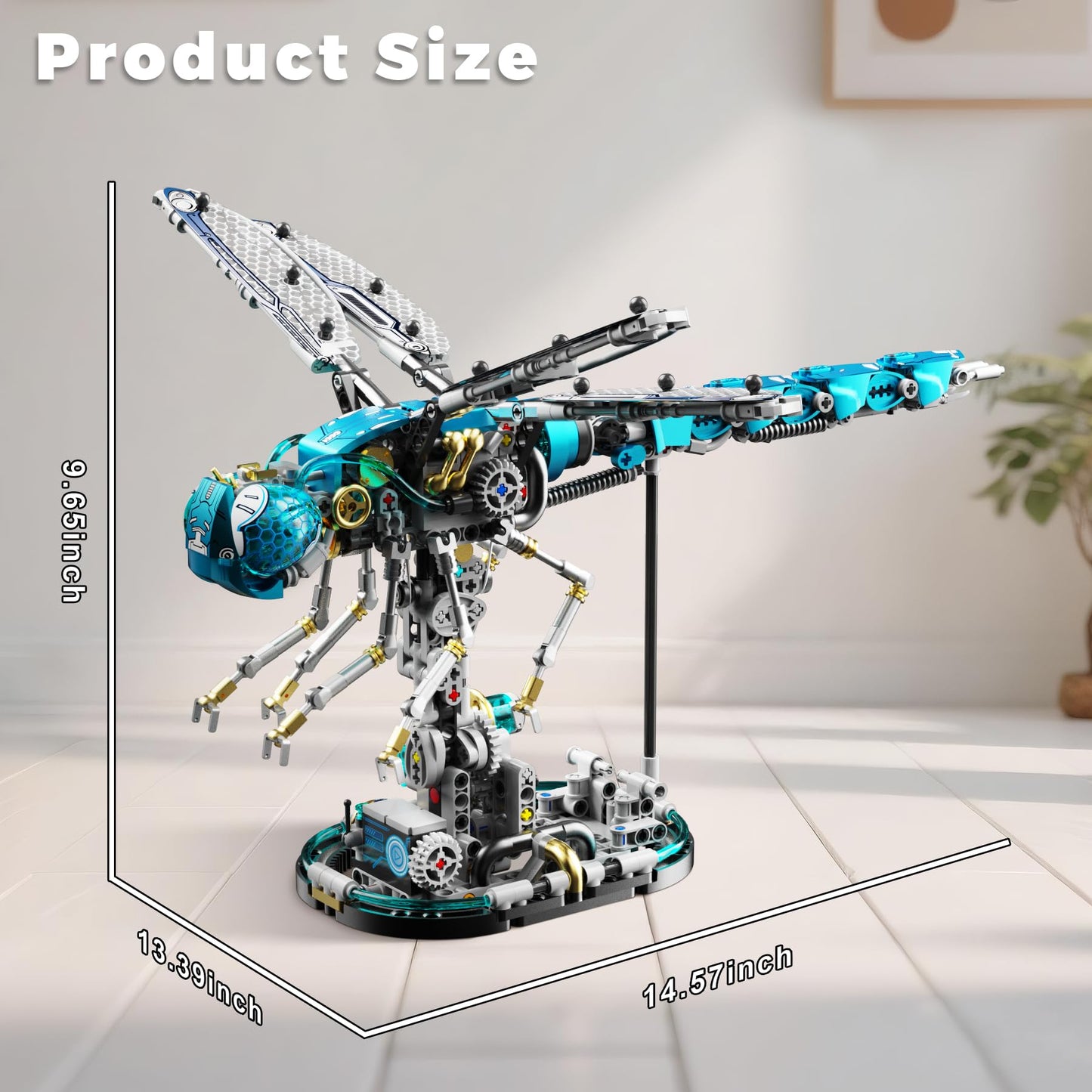 Loyratche Mechanical Dragonfly Building Blocks for Adults, Compatible with Lego, Insect Animal World Model with Light & Display Stand, Educational STEM Toys for Teens Home or Office Décor (866PCS)