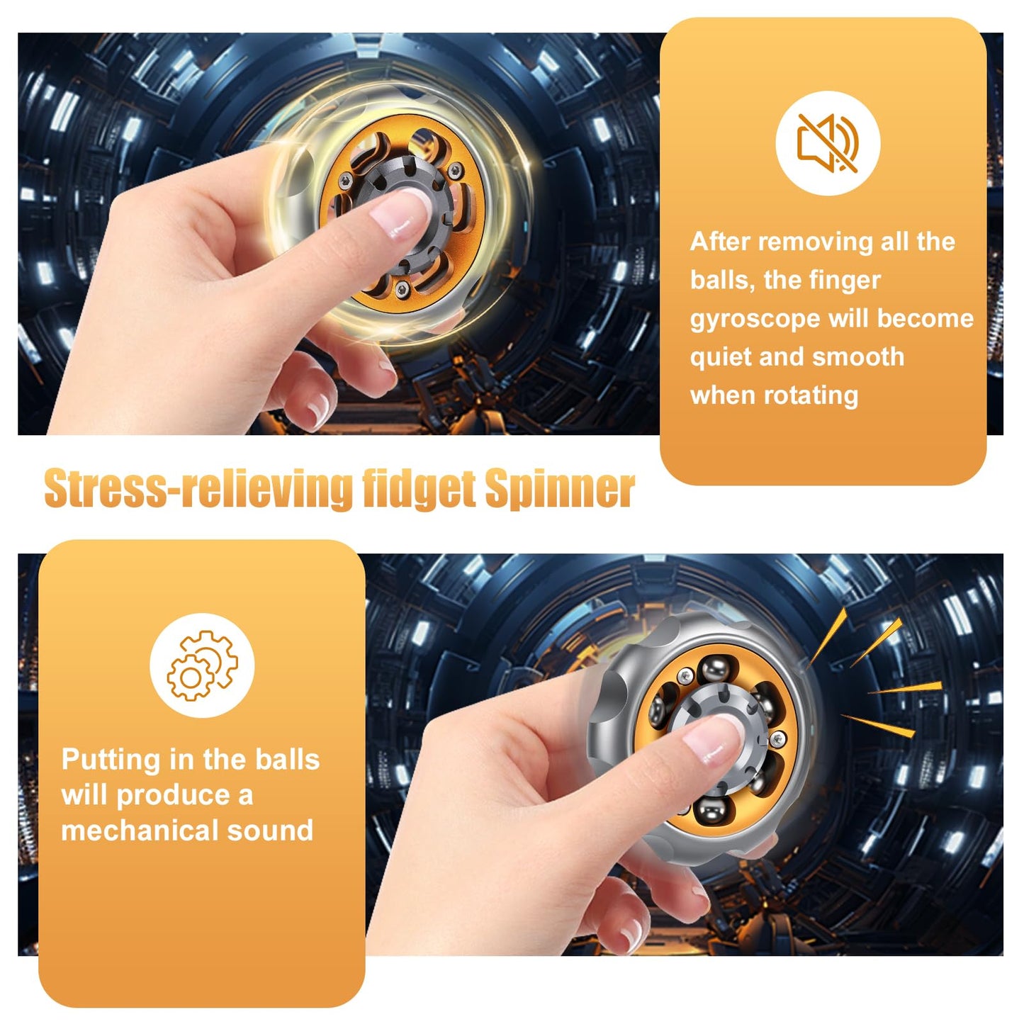 Bihevn Metal Precision Fidget Spinner - Anxiety Rotator & Restless Fidget Toy, Stress-Relief Tool for Adults & Kids A （Grey）