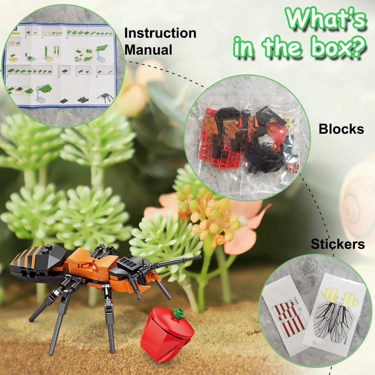 KAZI Bugs Building Toy Set,Insect Collection Building Blocks Including 8 Different Bug,STEM Toys for Kids Age 8 and Up,Play and Display Gift Idea for Boys & Girls,Ideal Gifts for Birthday Mothers Day