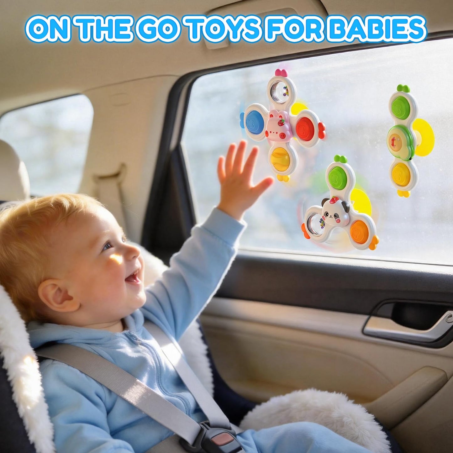 3PCS Suction Cup Spinners for Babies,Montessori Baby Bath Toys for 0-6-12 Months,Rattle Spinners for Toddlers 1-3,Sentory Toys for 1 Year Old Boys and Girls