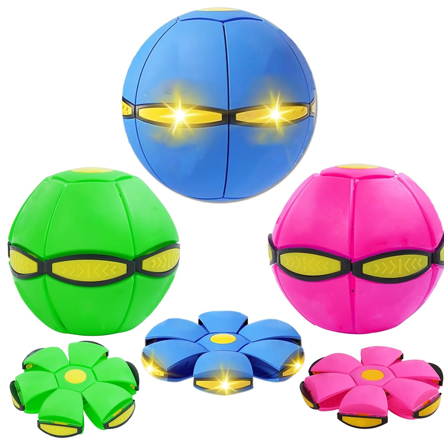 FlidRunest 3-Piece Flying Saucer Dog Toy Set, Interactive LED Dog Disc Toy