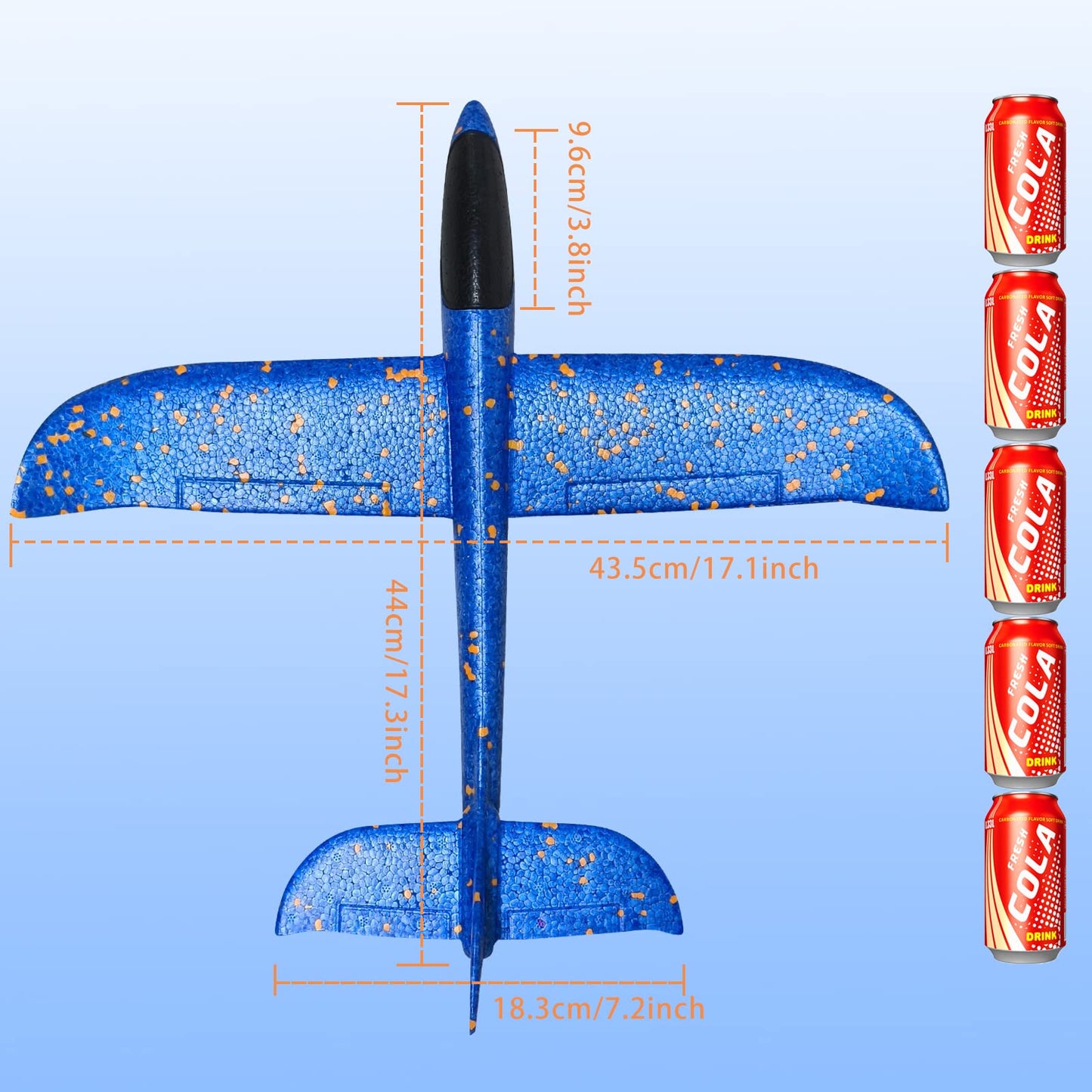 VCOSTORE 4 Pack Foam Airplanes for Kids, 17.5'' Large Throwing Foam Glider Planes Toys,Flying Styrofoam Kid Airplanes Toy for 3 4 5 6 7 8 9 10 11 12 Year Old Boys Girls with Outdoor Sports Play