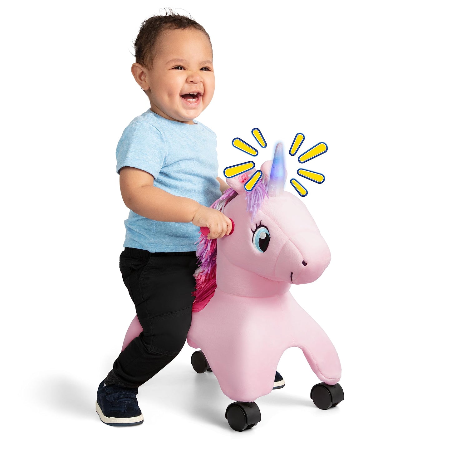 Radio Flyer Shimmer the Magic Unicorn Ride On, Ages 1-3, Interactive Lights & Sounds, Horn Lights Up While Riding, EZ-Glide 360-degree Wheels, Easy Grip Handles, Soft Plush Face, Toddler Ride On Toys