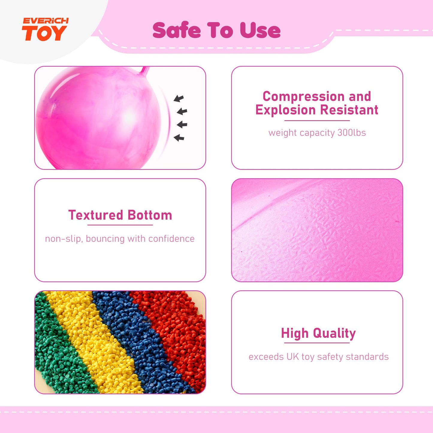 EVERICH TOY Hopper Ball for Kids, 20In Ride On Bouncy Balls with Handle, Purple Pink Clouds Girls Toys for Indoor Outdoor Active Play Toys Easter Basket Stuffers Girls Boys Gifts for 7 8 9 10 Yr Old