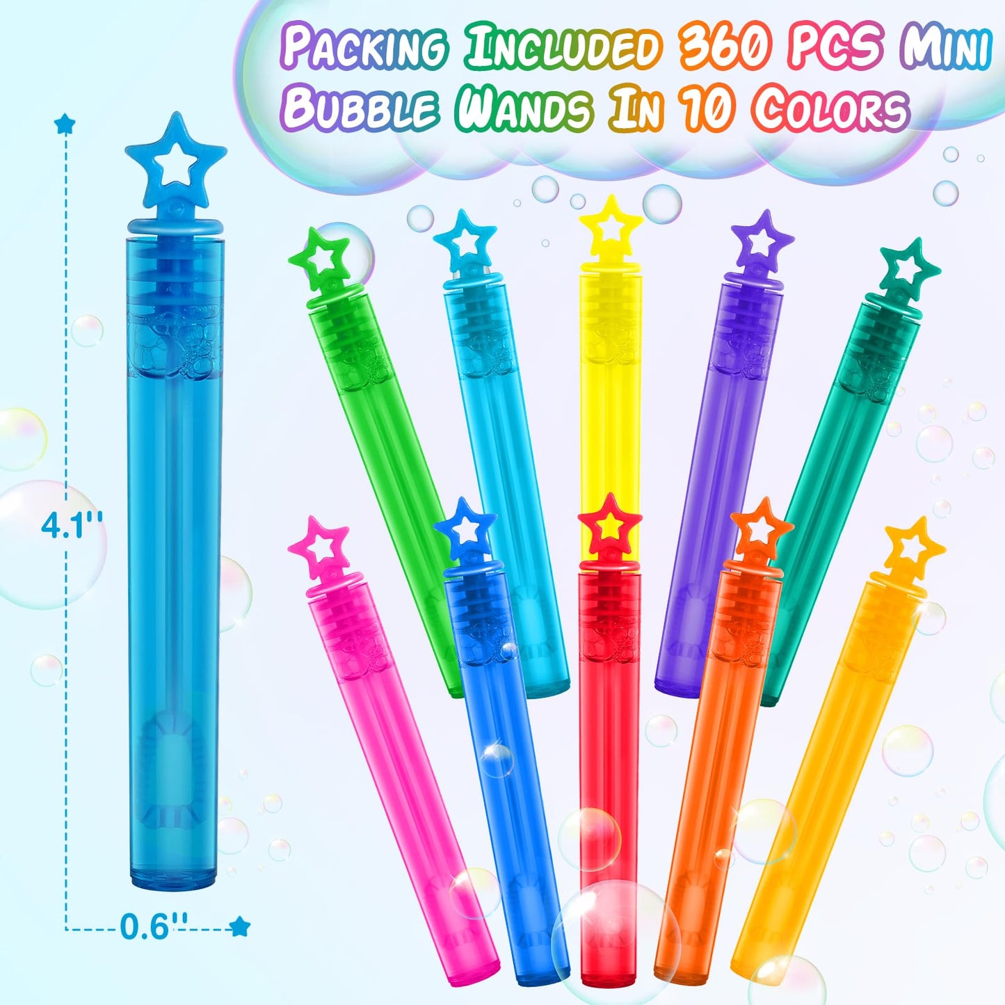 240 Pcs Mini Bubble Wands in 10 Colors, Bulk Party Favors for Kids, Themed Birthday, Christmas, New Year, Valentine, Carnival, School Classroom Prizes for Boys & Girls, Ideal Goodies Bags Stuffers