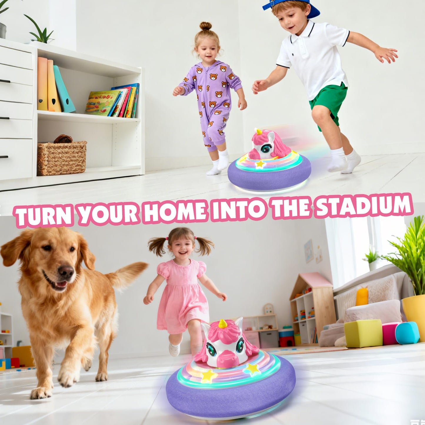 Hover Soccer Ball for Kids, Unicorn Toys for Girls with Light & Music, Indoor Games Birthday for Girls Age 4 5 6 7 8 9 10 11 12 Year Old, Kids Football Sport Toys