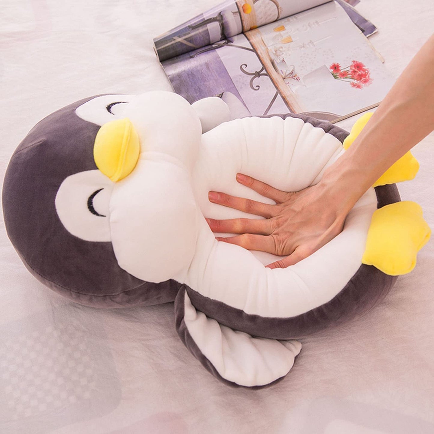 TONGSONG 21.6 Inch Plush Penguin Stuffed Animal Penguin Hugging Pillow with Smile Face Cuddly Plushies Toy Huggable Anime Gifts for Kids and Lovers in Birthday,Valentines,Christmas