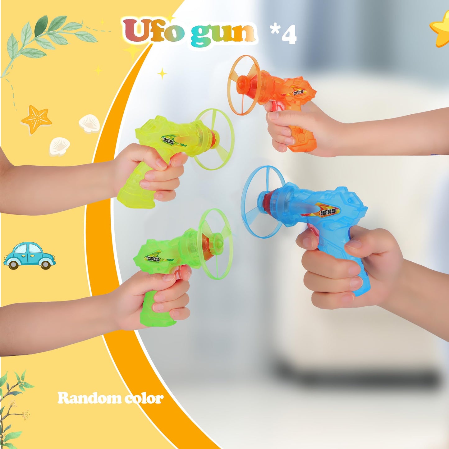 4 Pack Launching Toy Flying Disc Shooters for Kids Cyclone Gyro Launcher Flying Saucer Ejection Flying Disk Spinning Top Toy Indoor & Outside Play for Kids Ages 5+,Cat Propellers