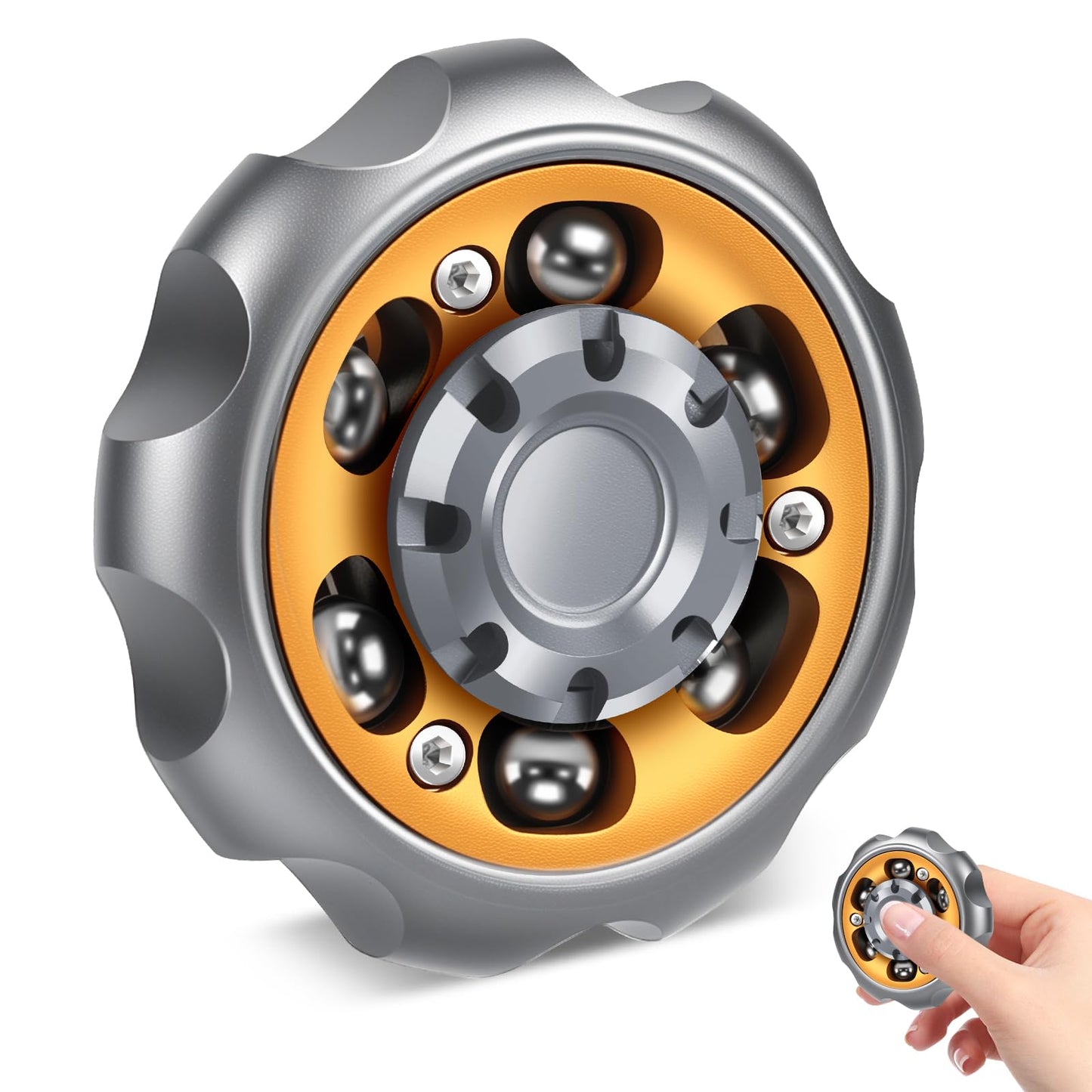 Bihevn Metal Precision Fidget Spinner - Anxiety Rotator & Restless Fidget Toy, Stress-Relief Tool for Adults & Kids A （Grey）