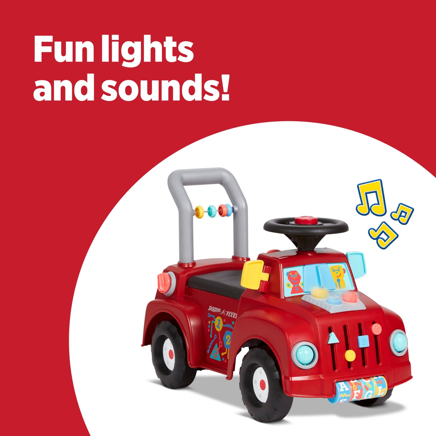 Radio Flyer Tinker Truck, for Toddlers 1-3, 3-in-1 Push Walker Ride On Car with 20 Sensory Activities, Anti-Tip Feature, Under-Seat Storage, Lights and Sounds, 42 lb Capacity, Toddler Ride On Toys