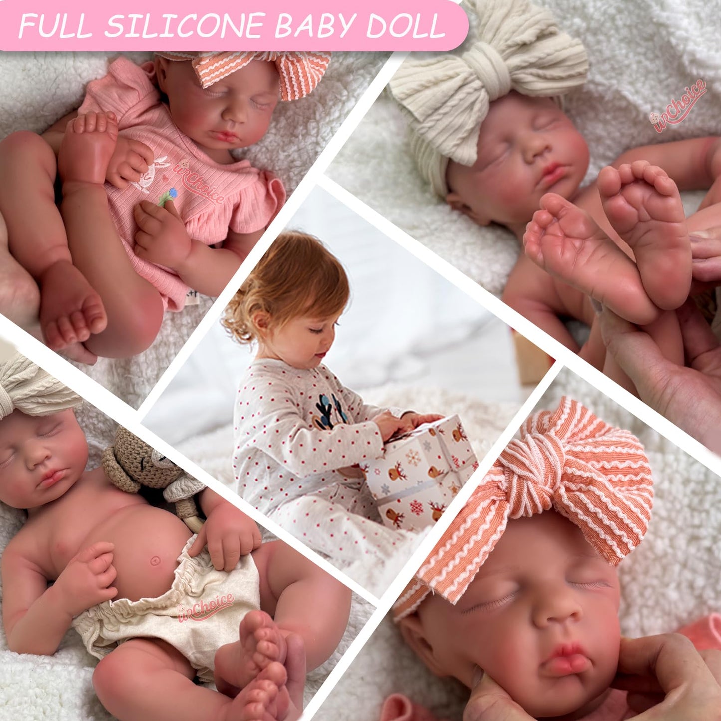 Oppaionaho 20 Inch Loulou Girl Full Body Silicone Reborn Baby Dolls Cute Newborn Baby Doll That Look Real Sleeping Babies (Tan)