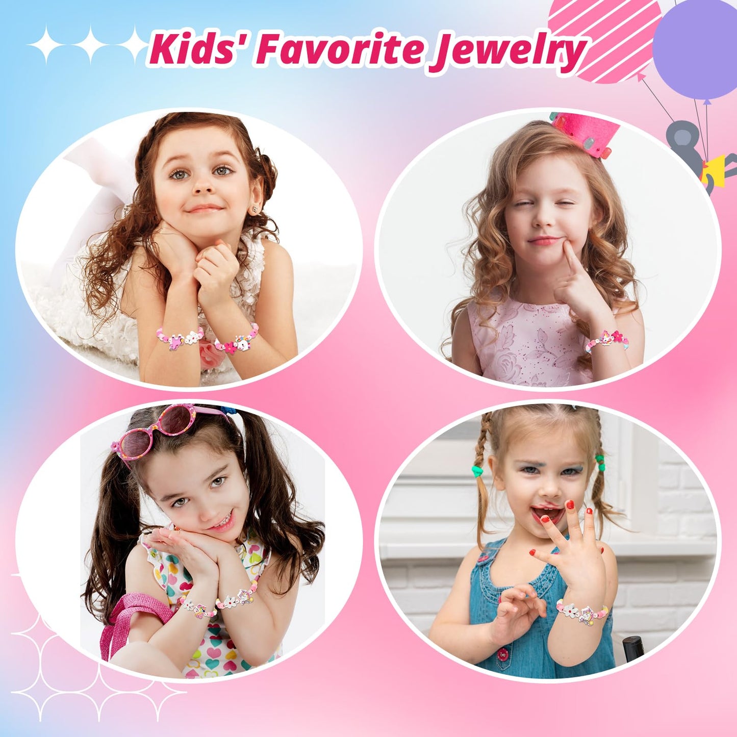 Faburo 16pcs Kids Jewelry for Girls -16 Unicorn Bracelets, Little Girls Jewelry Kids Bracelets for girls, Butterfly & Rainbow & Flower Toddler Jewelry Birthday Christmas Gift Age 3 4 6 8