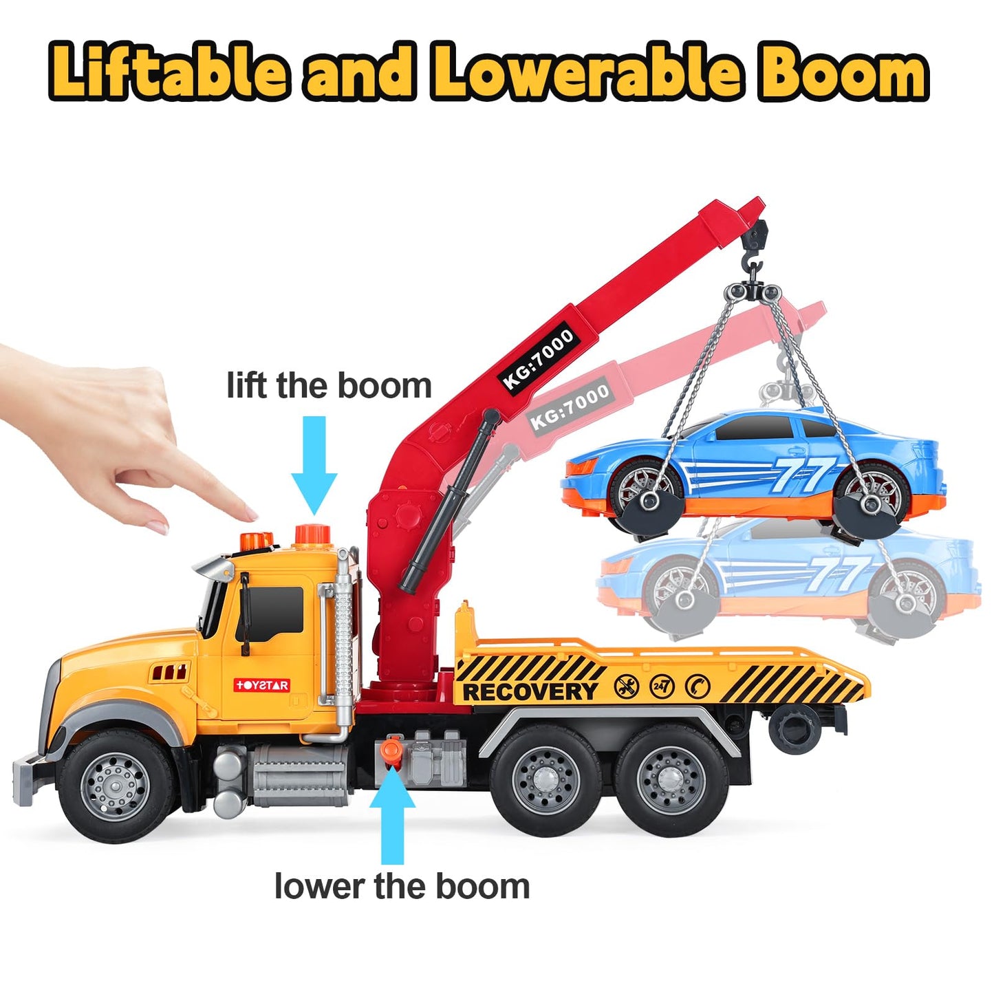 SASBSC Toy Trucks Big Tow Truck Toys for 3+ Year Old Boys with Sound and Light Friction Power Trucks Birthday Gifts for Kids Ages 3-8