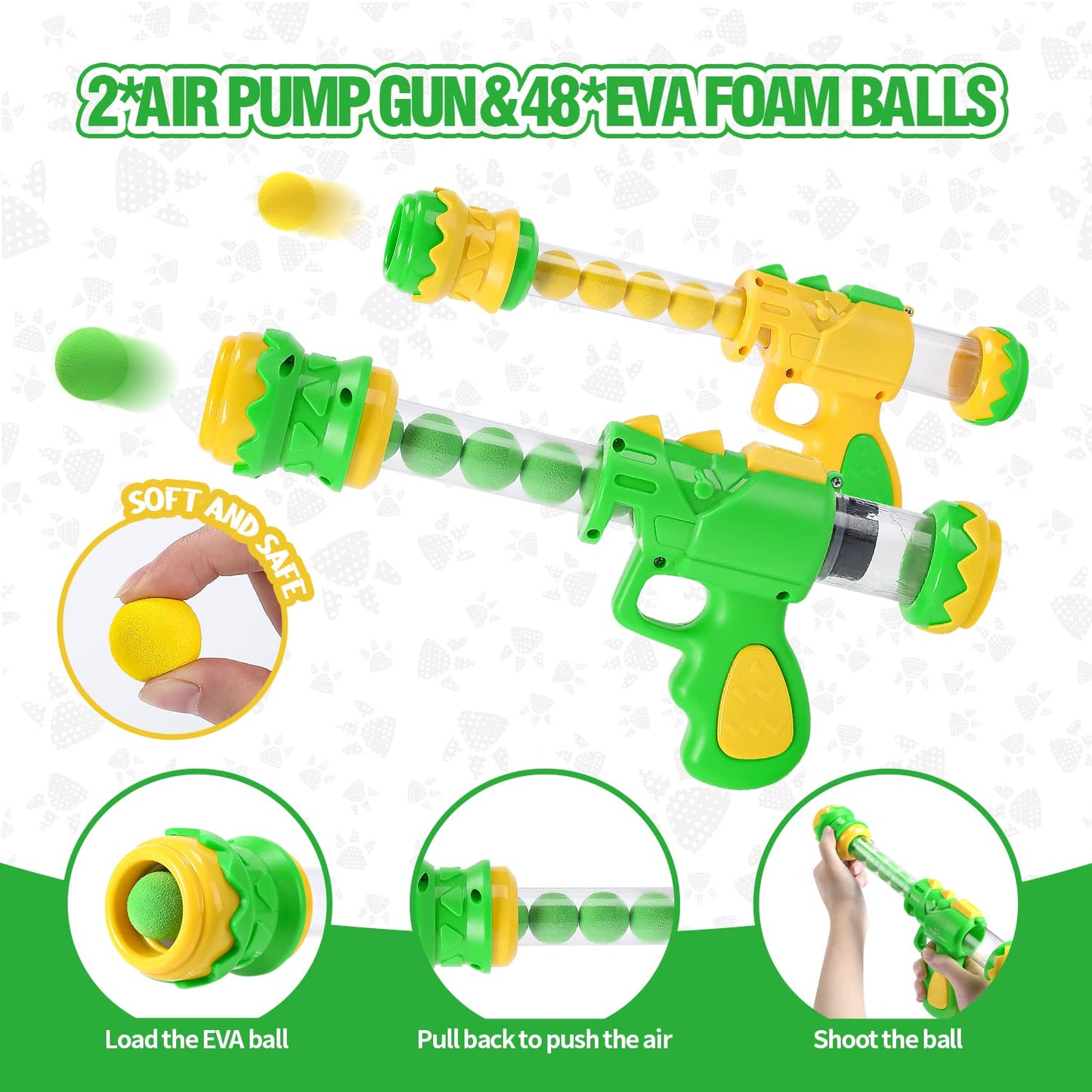 EagleStone Movable Dinosaur Shooting Toys for Kids 5-7 with Spraying, Electronic Target Game Toy with 2 Pump Guns, 48 Foam Balls, Party Favor Christmas Toys with Score Record, Sound
