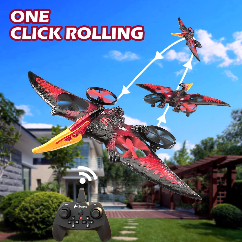 jaming Pterodactyl Drone Dragon Toys Rc Airplane for Kids and Adults Easy to Flying Dinosaur Toys Remote Controlled Aircraft for Beginners Hobby RC Plane Toys Birthday Gifts for Boys 8-12
