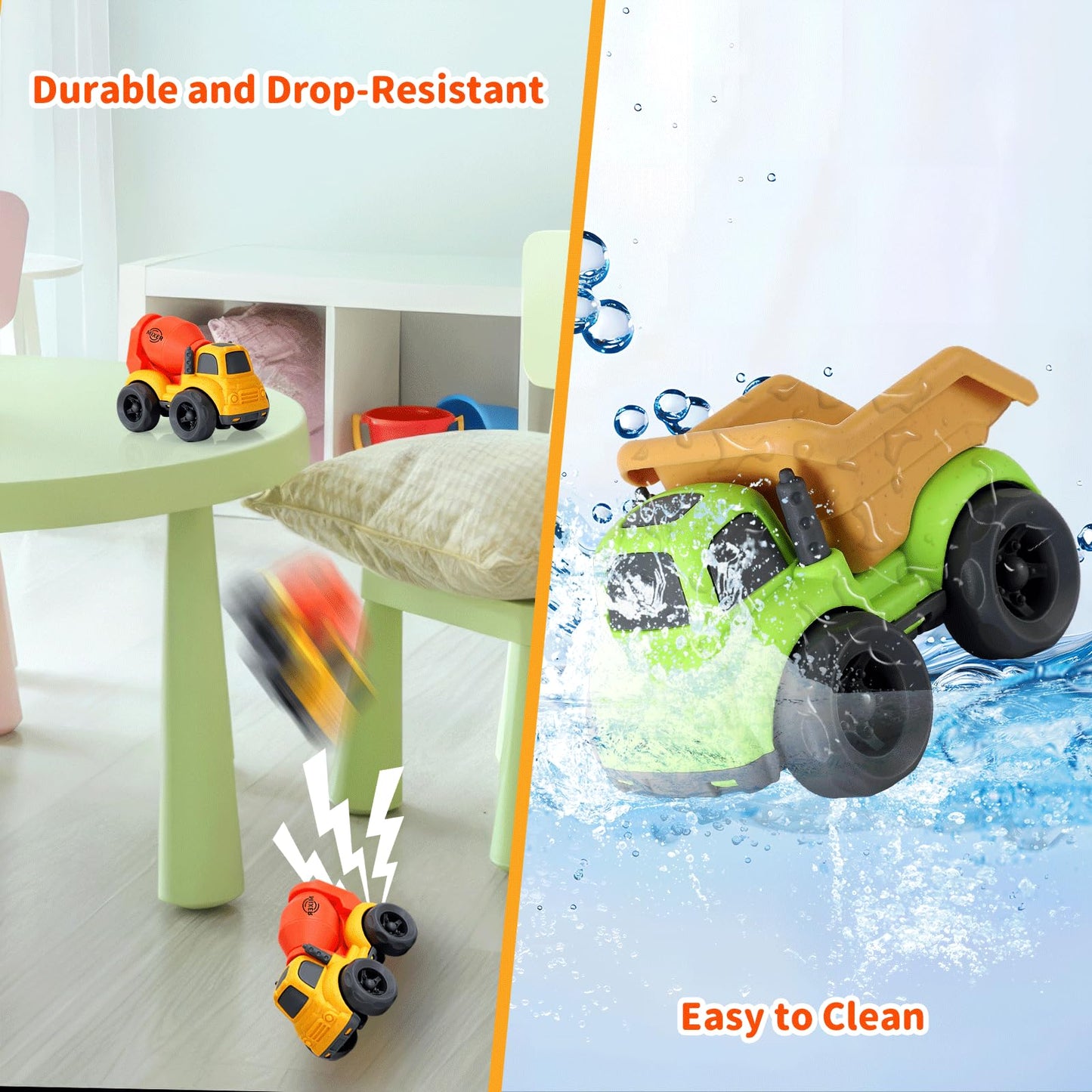 UOYLEYVN Toddler Toys for 2 Year Old Boy, Dump Truck Toys and Mixer Cement, BPA Free, Phthalates Free, PVC, Outdoor Toys for Toddlers 2-3, Ideal Toy Cars for 2 3 4 Year Old Boy Christmas Birthday Gift