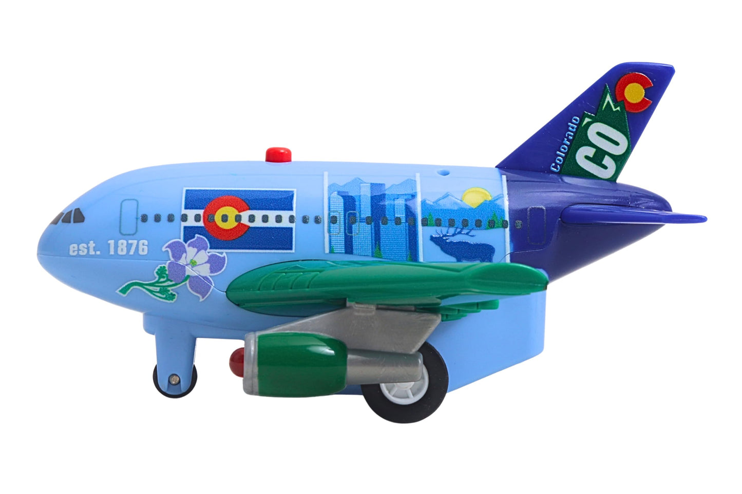 Daron Colorado Pullback Airplane – Light & Sound Jet Toy with Electronic Take-Off, 4¼-Inch Plastic Aircraft for Kids Ages 3+