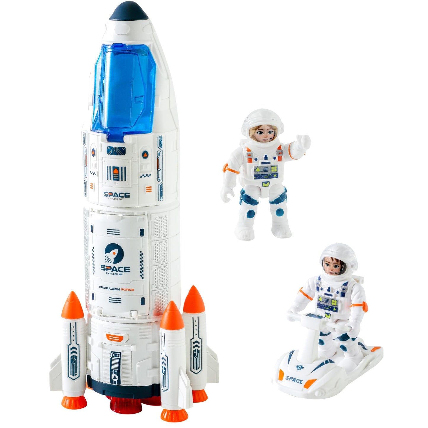 Wbzle Rocket Ship, Space Shuttle Astronaut & Space Adventure Toys,Science Educational Rocket Toys for Kids 3-5 - Lights/Music/Spray