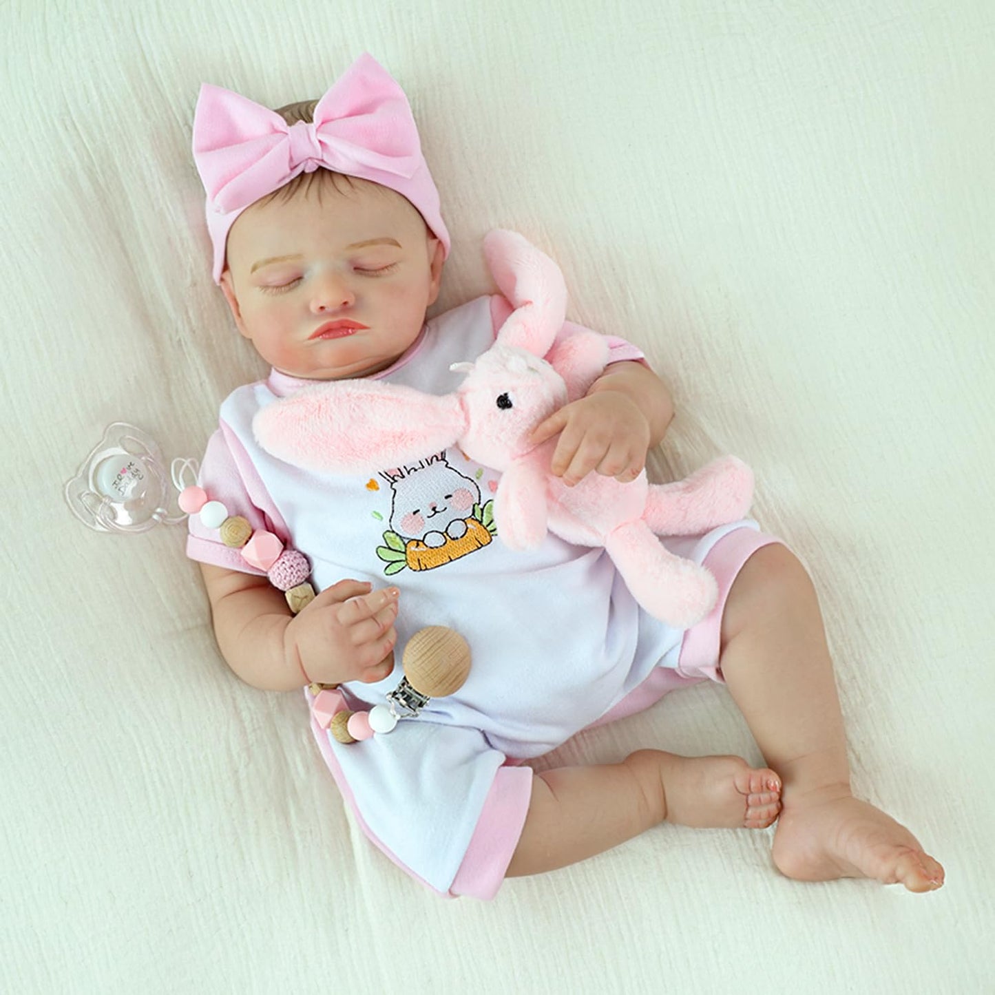 KSBD Realistic Reborn Baby Girl- 20 inch Full Vinyl Lifelike Newborn Baby Dolls, Realistic Real Life Baby Dolls Gift Set for Kids Age 3 +