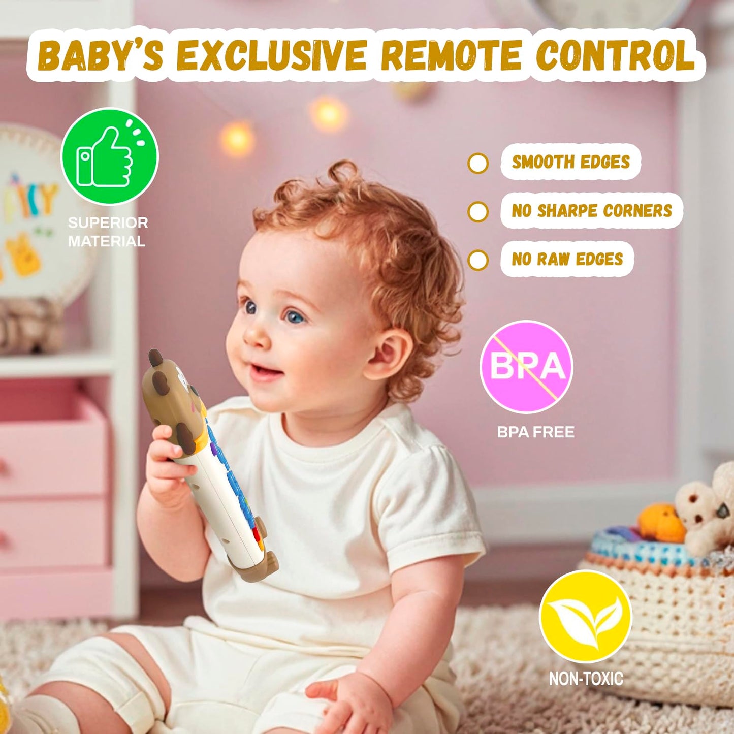 Baby Remote Control Toy with Music and Light - On The Go Remote - Toddler Early Education Learning Toys & Gifts for Boys & Girls Ages 18 Months+ (Bear)
