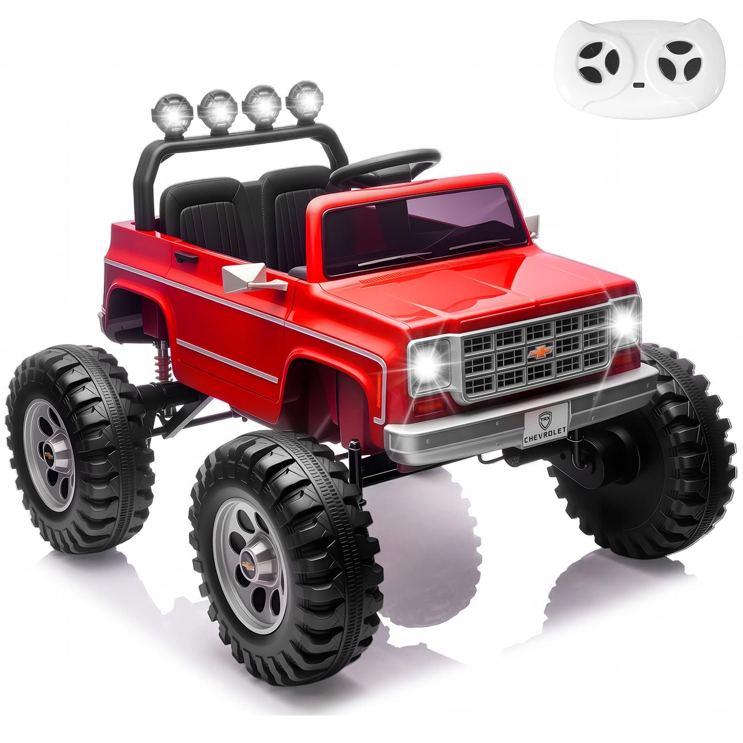 MUKIDY 24V Ride on Car, Licensed Cheyenne Truck w/2X200W Motor, 24 Volt Ride on Toys Power Big Wheels for Big Kids,Remote Control Music,Red