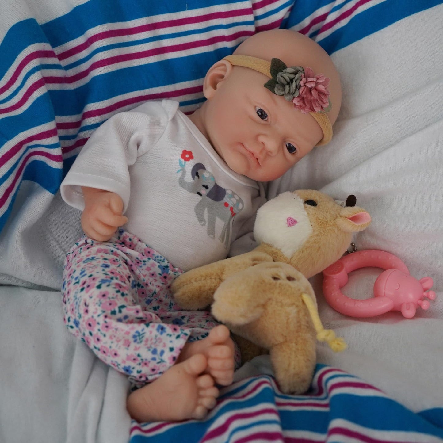 12" Reborn Baby Doll Silicone Full Body Realistic Newborn The Look Real Eyes Open Cute Baby Girl Soft Anti Stress Babies Doll with Clothes Feeding Accessories Set
