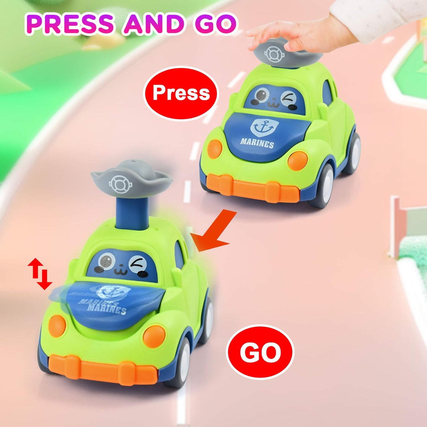 soi-meme 8 Pack Press and Go Car Toys for Toddlers1 2 3 Year Old,Infant Play Vehicle Set Toys for 1-3, Baby Car Toys for 18 Months,First Birthday Gifts for Boys