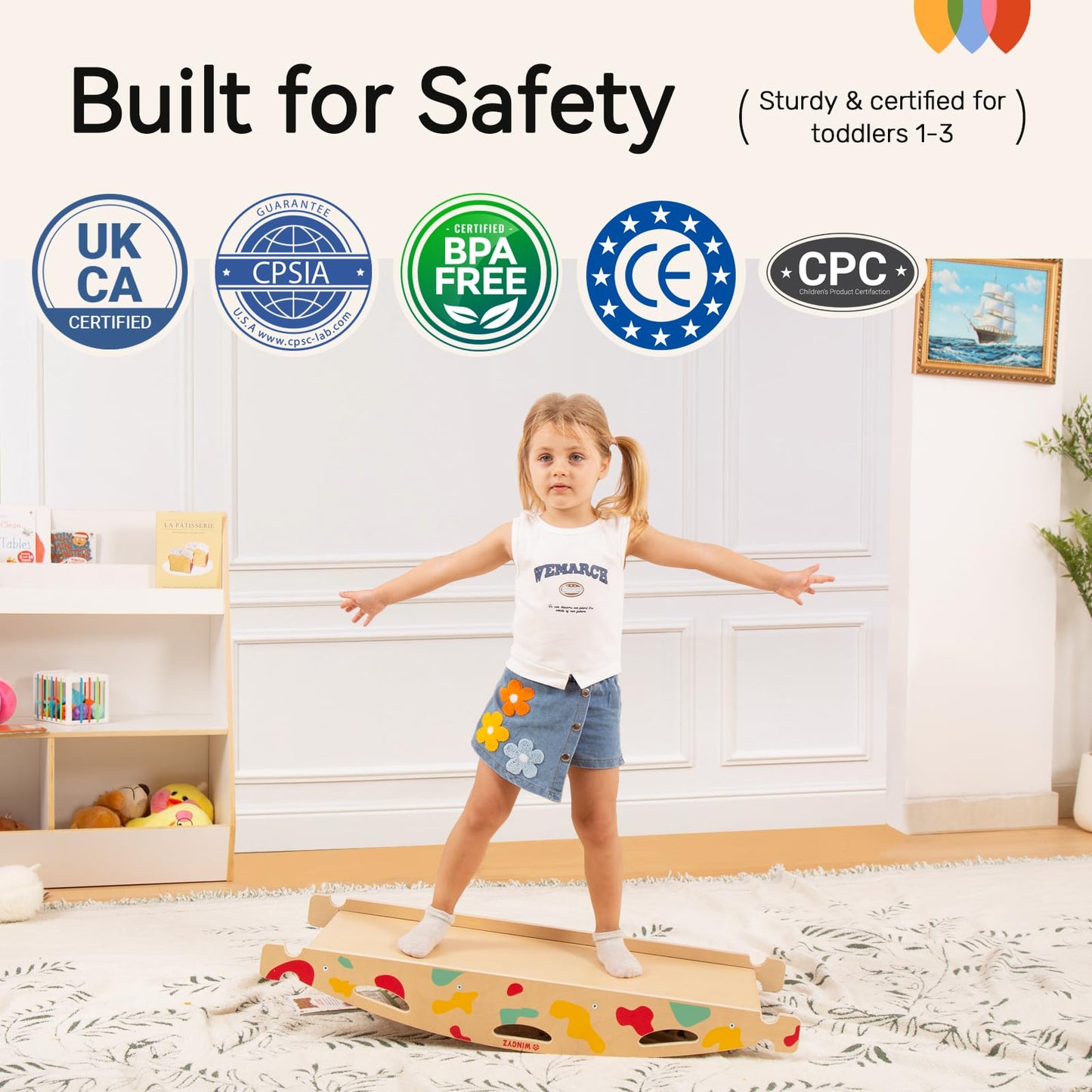WINGYZ Pikler Triangle Set, Montessori Foldable 8-in-1 Jungle Gym & Reversible Animal Slide, Patent-Protected Climbing Set, Safe 2.35" Gap ASTM F963 Standards for Toddlers 18 Months-7 Years (Rainbow)