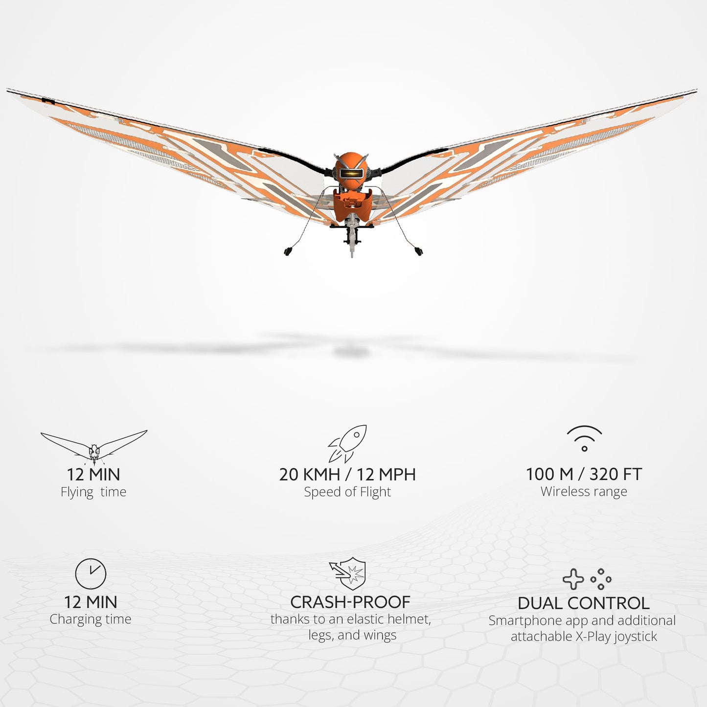 X-Fly Bionic Bird - sensor assisted ornithopter drone | RC & smartphone controlled for iOS & Android| Easy to fly with Autopilot & 6-Axis Gyro Stabilizer | next-gen flapping wings | For pilots & beginners