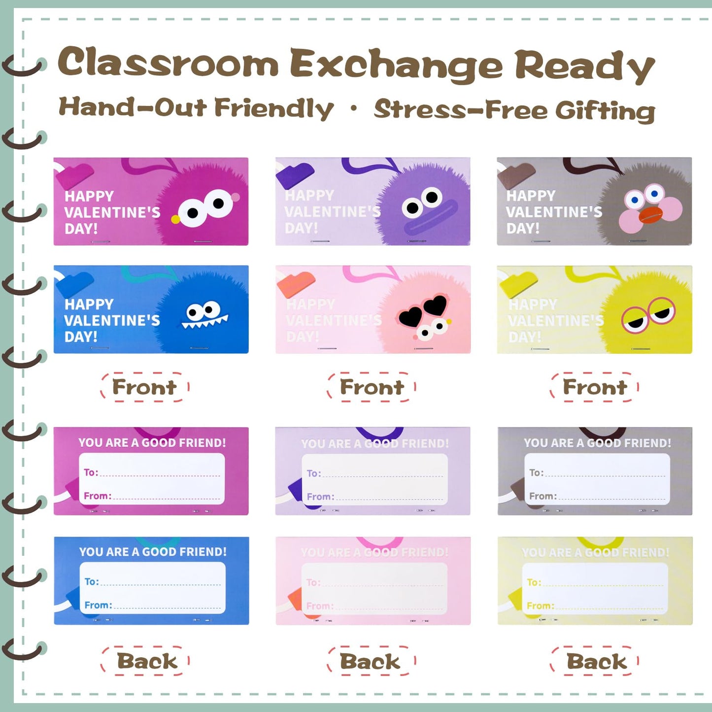 MEADIN Valentines Day Gifts for Kids - 24 Pack Pre-filled Plush Toys Keychains with Valentine's Gift Cards for School classroom Class - Valentine Party Favors for Kids Boy Girls Toddlers