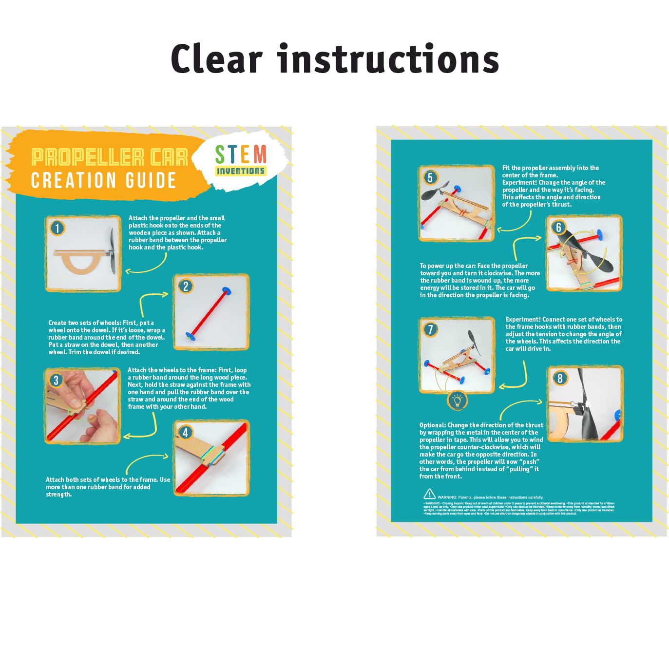 Rubber Band Propeller Car Kit, 10-Pack – Build 10 Rubber Band Propeller Cars, Complete STEM Engineering Project Kit for Classrooms, Ages 8+