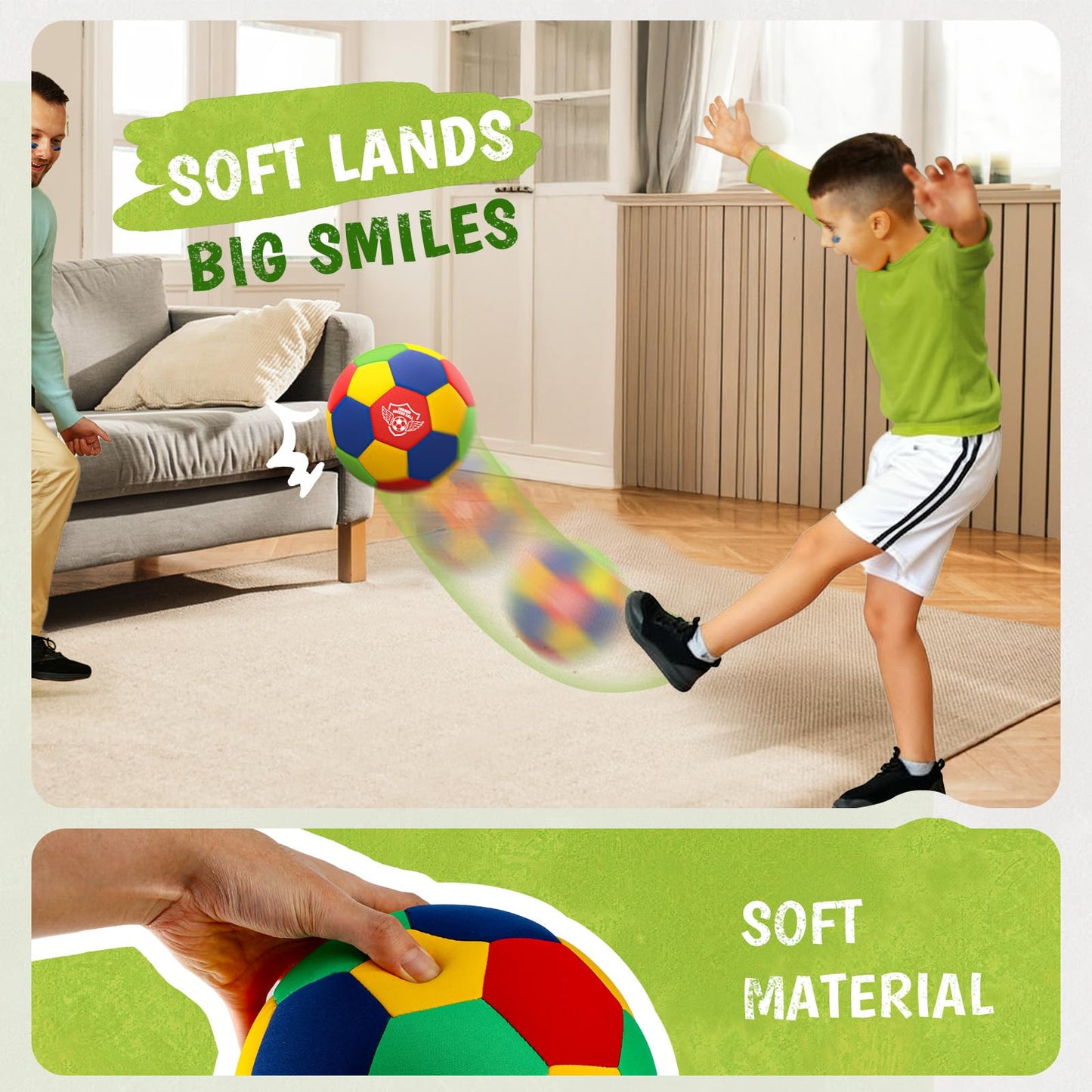 HopeRock Indoor Soccer Ball, Size 4 Soft Foam for Toddlers and Kids, Silent in House, for Youth Boys and Girls Aged 3-12 Years Old