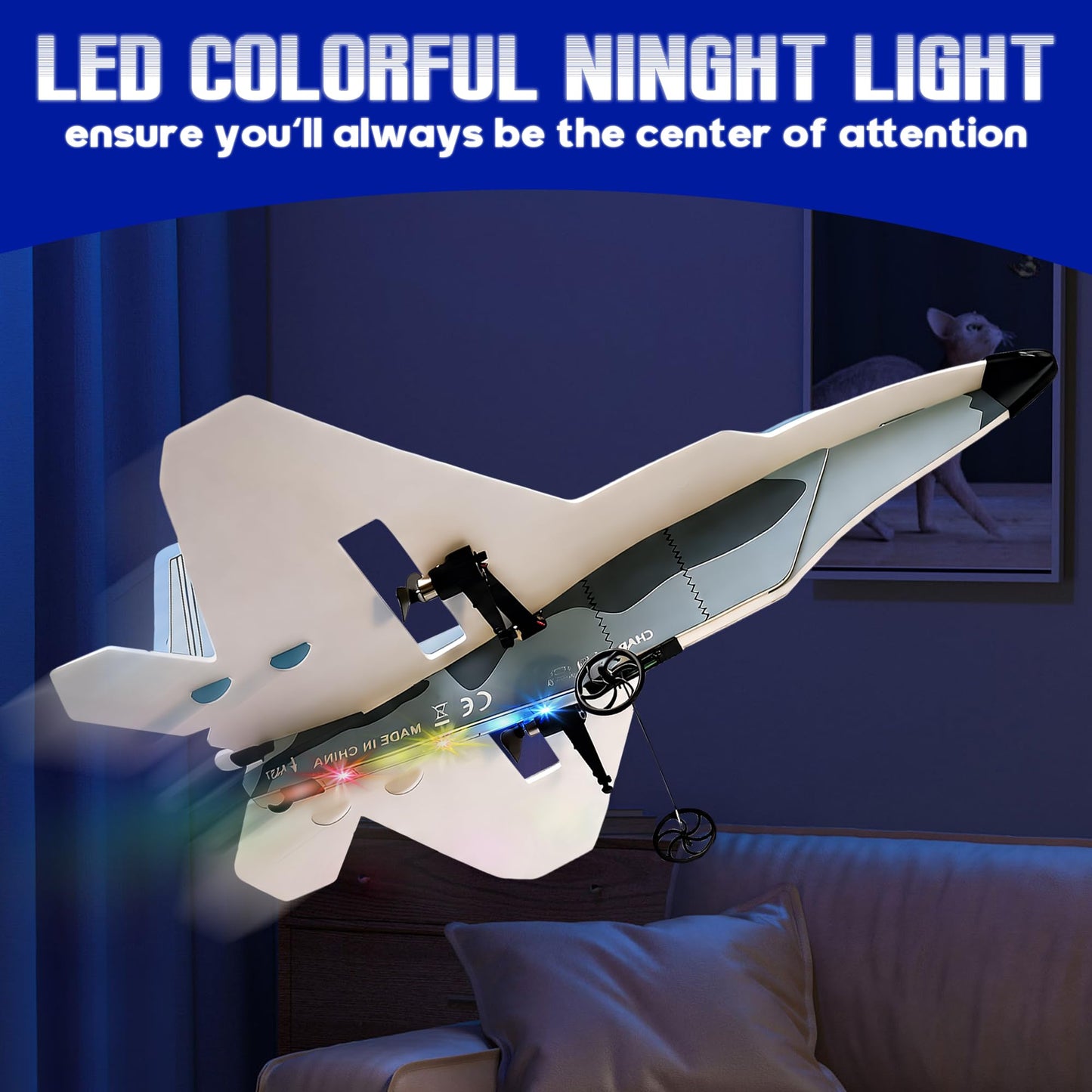 LEFEI Rc Plane, Remote Control Airplane for Boys Kids 6+ Adults Toy Flying Airplane Skyriders Rc Jet Easy to Fly Outdoor Glider for Kids & Beginners (Black-Blue)