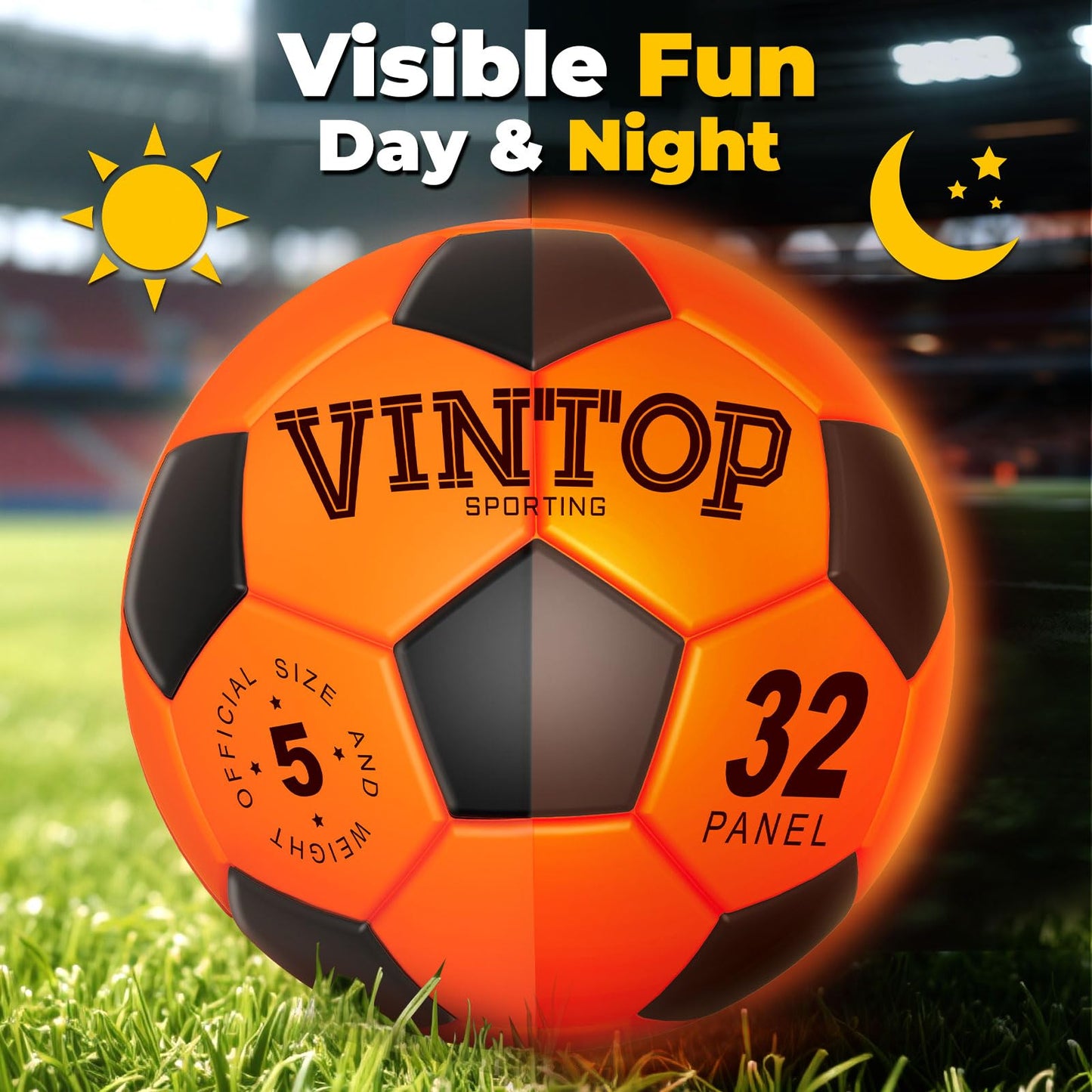 VINTOP Light Up Soccer Ball for Kids Glow in The Dark - No 5 with Pump, Sports and Outdoor Cool LED Light-Up Soccer Stuff, Gift Birthday Ideas for Boy, Girl, Teens