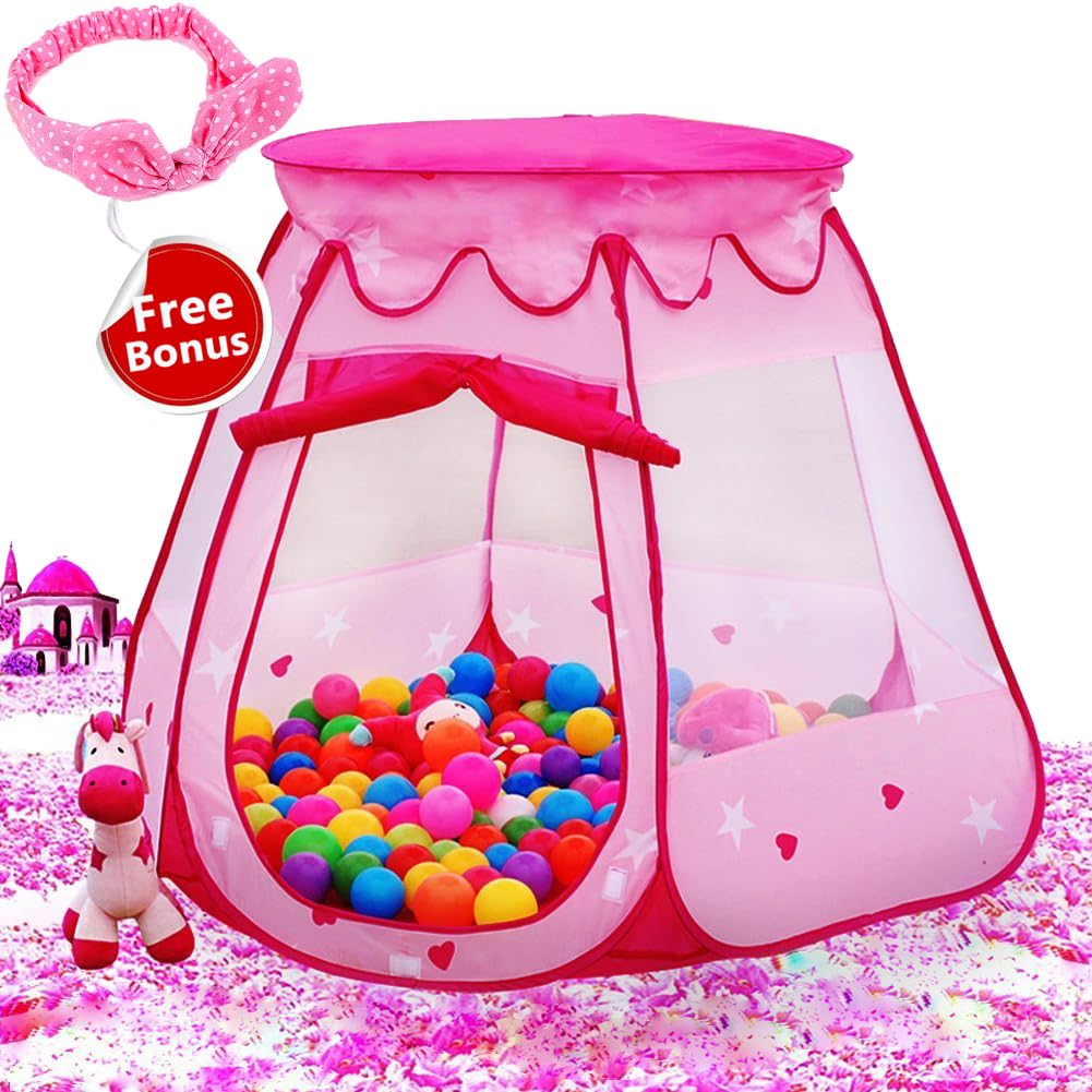 Pink Princess Tent Toys for 1 2 3 Year Old Girl Gifts Ball Pit for 1st Birthday Girl Gift for Toddlers Easy Pop Up&Fold Up Indoor & Outdoor Use(Balls Not Included)
