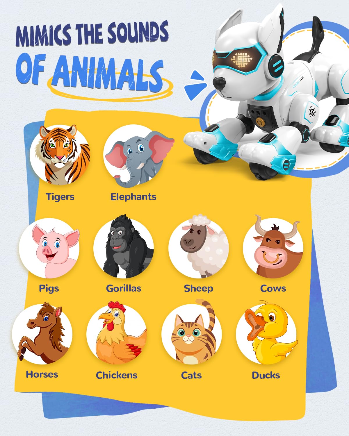 Robot Dog Toy for Kids, Programmable Remote Control Robot Puppy with Voice & Touch Sensors, Dancing & Singing, Animal Sound Imitation, Smart Stunt Robot Pet, Interactive Robotic Dog for Kids (Blue)