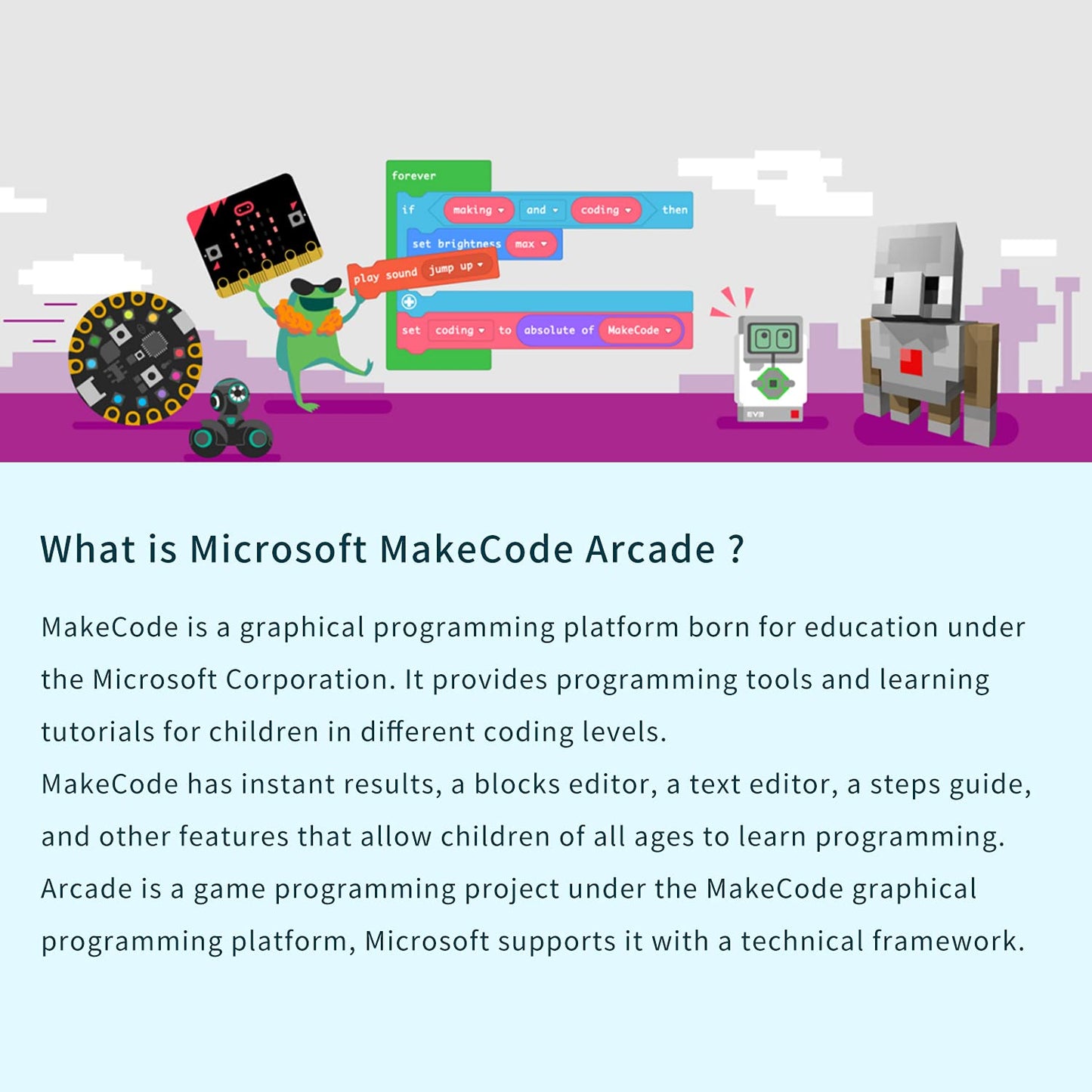 ELECFREAKS Retro Coding Arcade for Microsoft Makecode DIY Programmable Handheld Game Console Suitable for STEM Education, Game Programming Learning Machine Supports Block Programming and Python