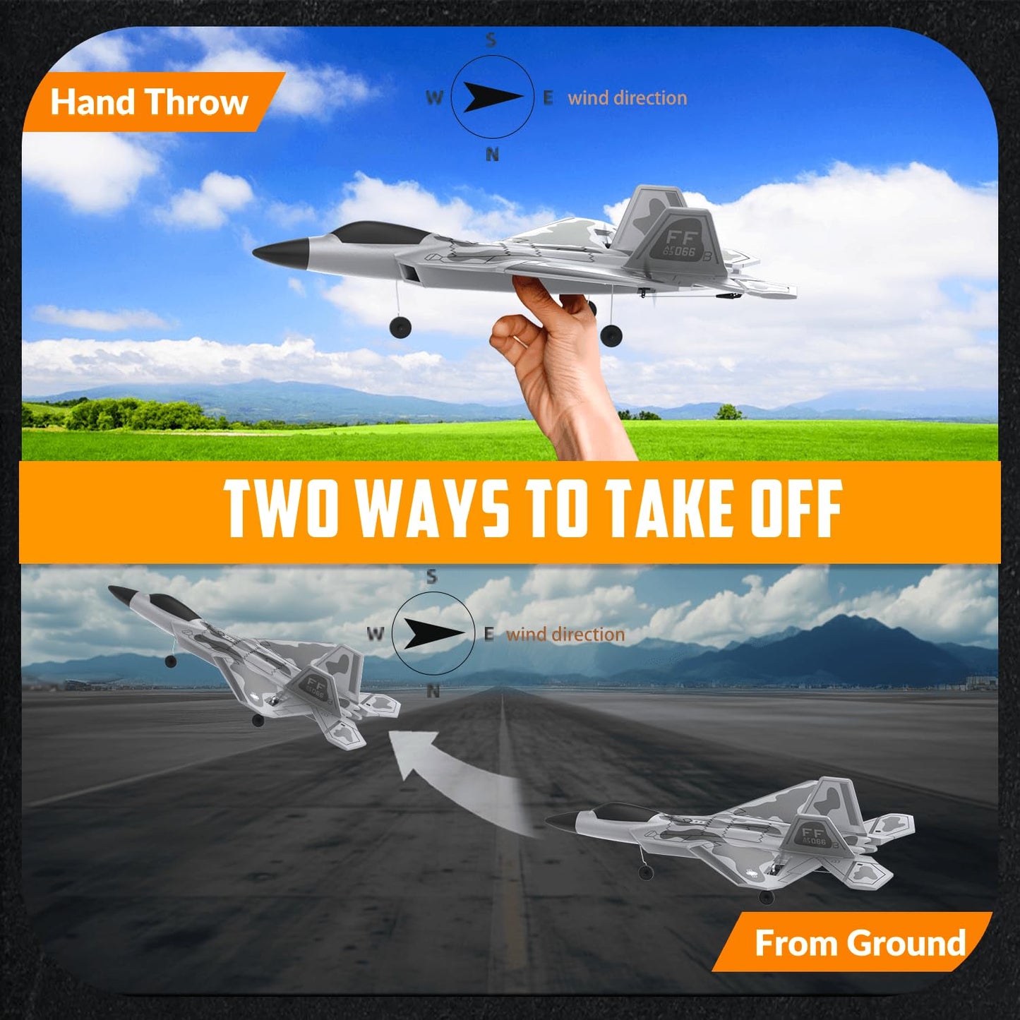 RCkuler RC Planes,4 Channel F22 Raptor Remote Control Airplane with LED Light, 6-Axis Gyro, 3 Flight Modes, One-Key Aerobatic,Wingspan 360mm Fuselage 500mm,EPP Foam, RTF Suitable for Outdoors and Gift