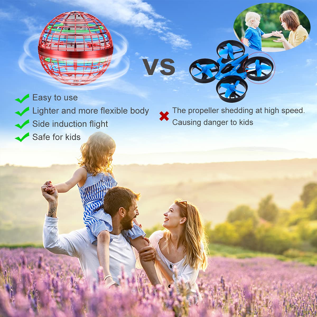 Junywell Flying Orb Ball Toy,Boomerang Ball, Hover Hand Mini Drone Cosmic Globe, Fly Spinners for Kids Adults Indoor Outdoor Toys, Cool LED Lights Toys for 6 7 8 9 10+ Years Old Boys Girls Gift