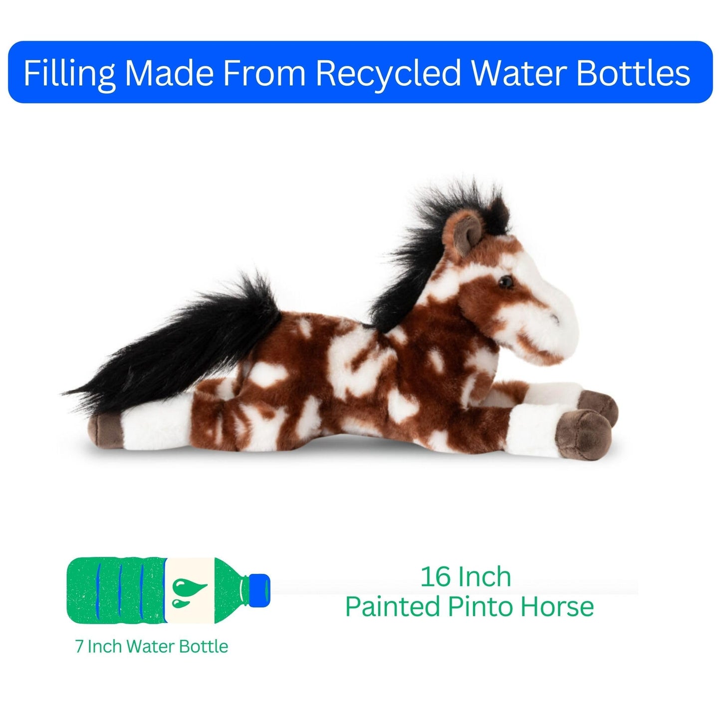 The Petting Zoo Floppy Painted Pinto Horse Stuffed Animal Plushie, Gifts for Kids, Wild Onez Barnyard Animals, Pinto Horse Plush Toy, 16 inches
