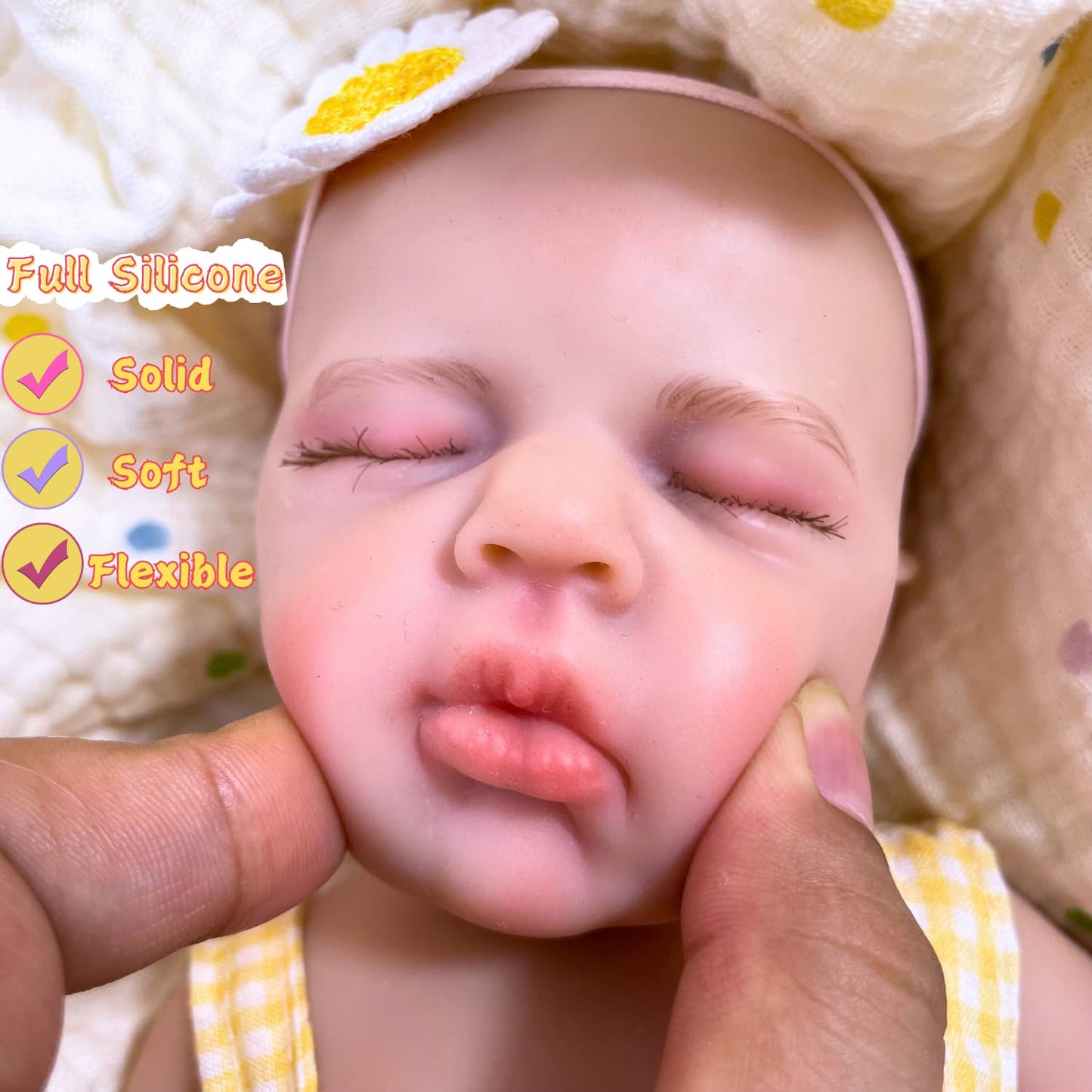 MRB Realistic Baby Doll Girl,12 Inch Silicone Reborn Baby Dolls, Real Life Baby Dolls Silicone Elastic and Stress Reliever Toy for Kids Age 3 + & Collection