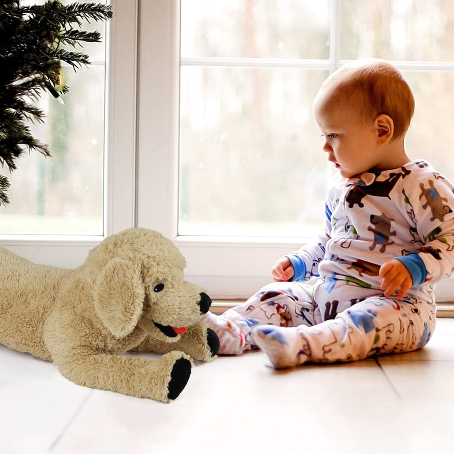 LotFancy Dog Stuffed Animals, 26'' Cuddly Golden Retriever Stuffed Animals, Dog Plush Toy, Large Stuffed Dogs for Birthday, Beige