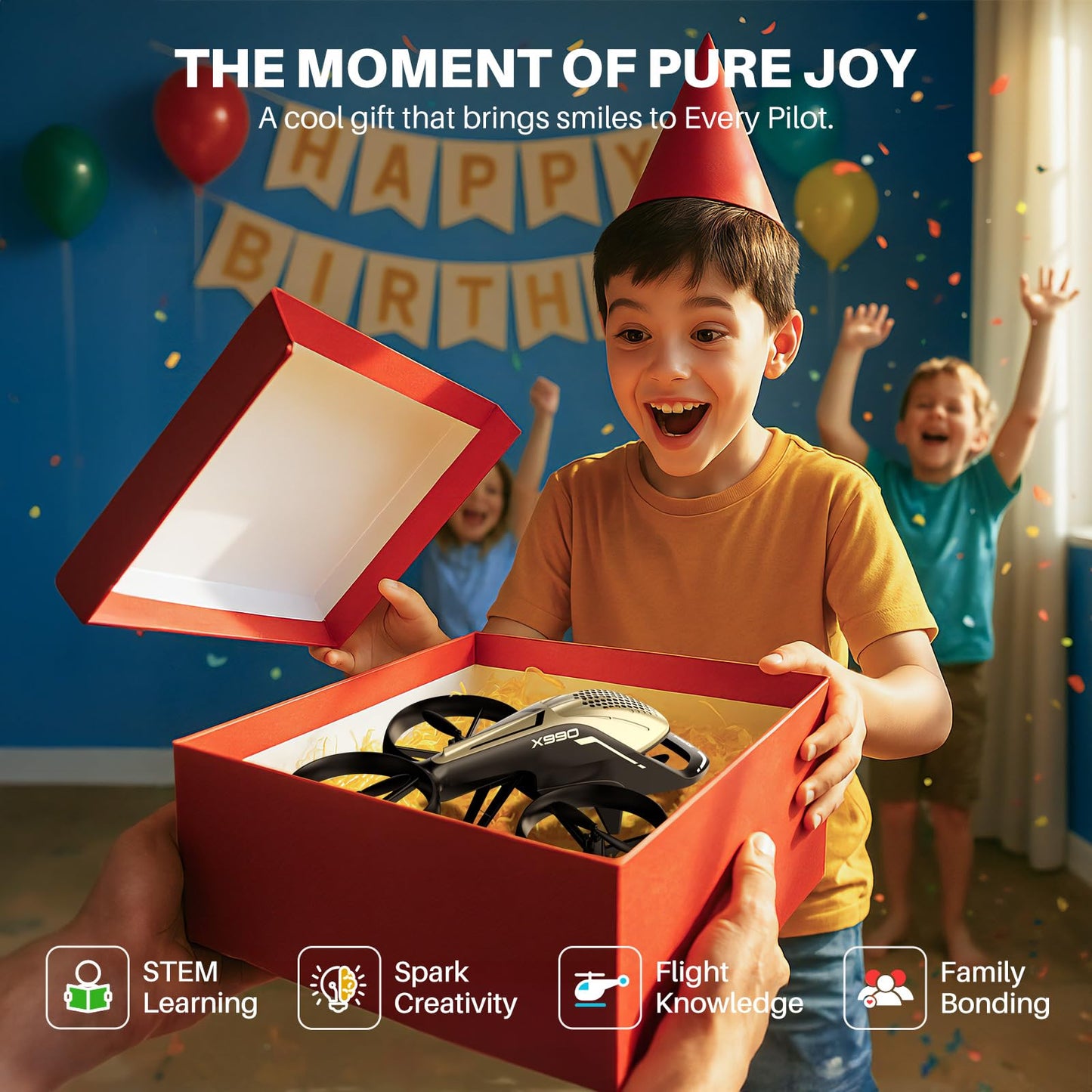 SYMA X990 RC Helicopter for Kids, Remote Control Helicopter with Amazing Stunt Tricks, 360° Propeller Protection, Altitude Hold & Gyro Stabilization, Perfect STEM Toy Gift for Boys and Girls