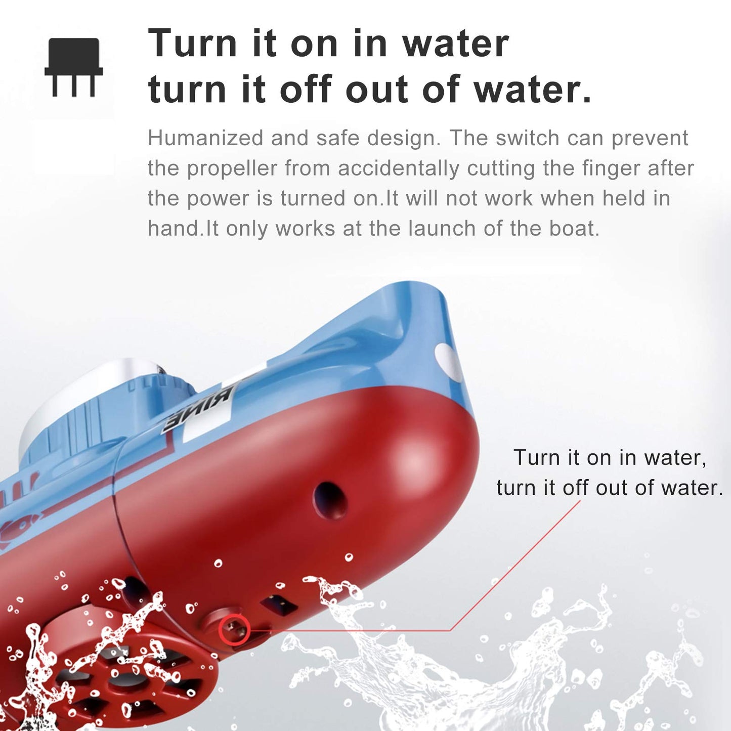 GoolRC Mini RC Submarine, LSRC-SMI Remote Control Boat Waterproof Diving Toy (Blue)