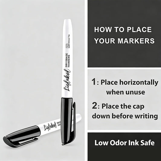 LiqInkol Dry Erase Markers Bulk, 144 Pack Black Whiteboard Markers, Chisel Point Low Odor Dry Erase Markers for School Office Home