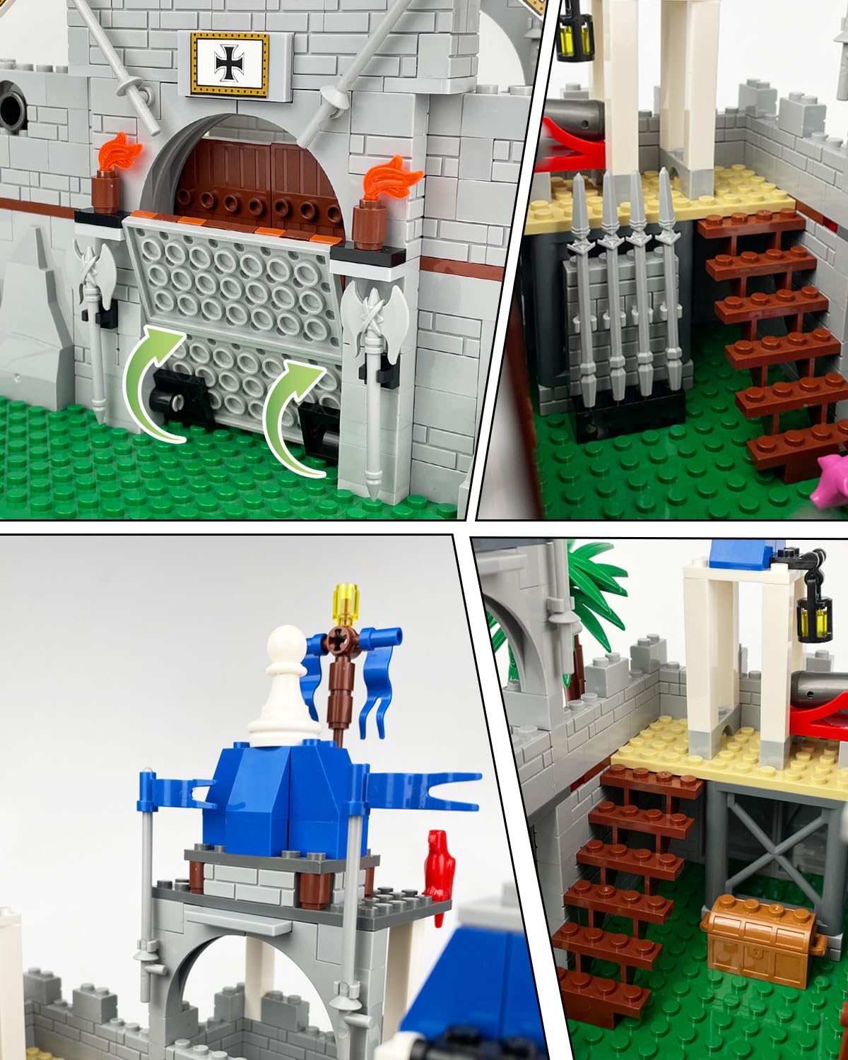 Piegricdiat Medieval Knight Castle Building Blocks Set – Comes with 12 Knights Figures , Compatible with Lego Medieval Town Square House Toys , for Adults & Children Ages 6+