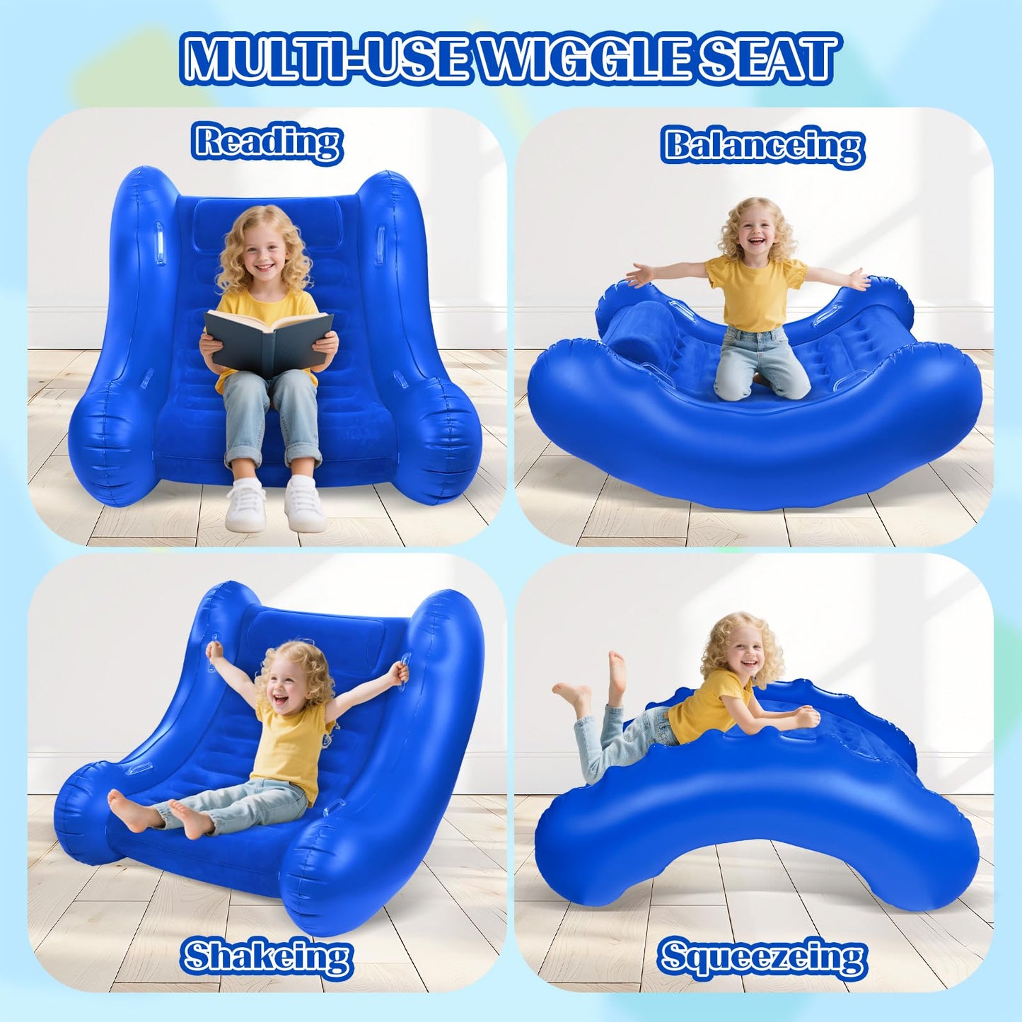 Sensory Rocker Chair for Kids, 42” x 42” x 38” Inflatable Pod Rocking Chair, Air Cloud Rocker, Autistic ADHD Sensory Chairs for Child, Indoor/Outdoor Toddler Rocking Chair