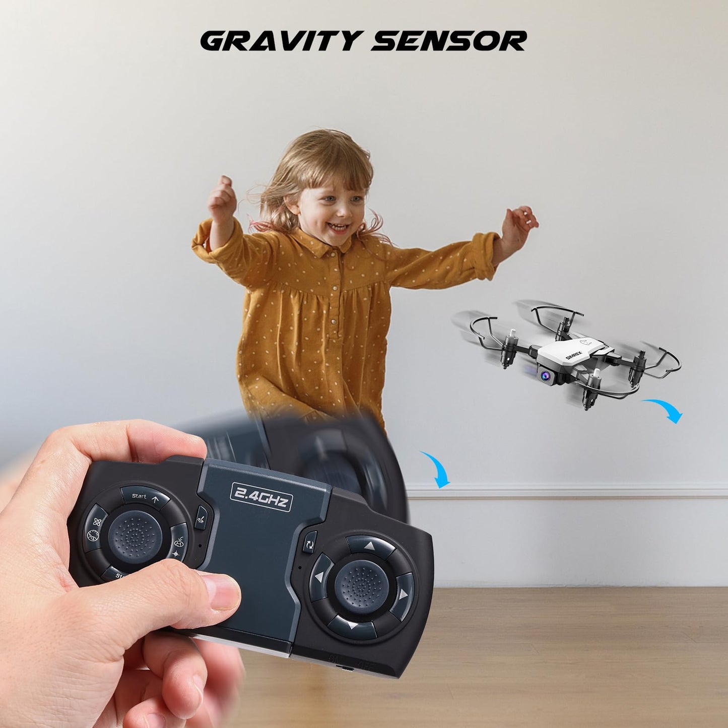 SIMREX Drone With Camera for Kids Adults,Mini RC Quadcopter Foldable,Altitude Hold, 3D Flip, Headless Mode, Gravity Control, 2 Batterie, Gifts for Kids, Adults, Beginner (New White)
