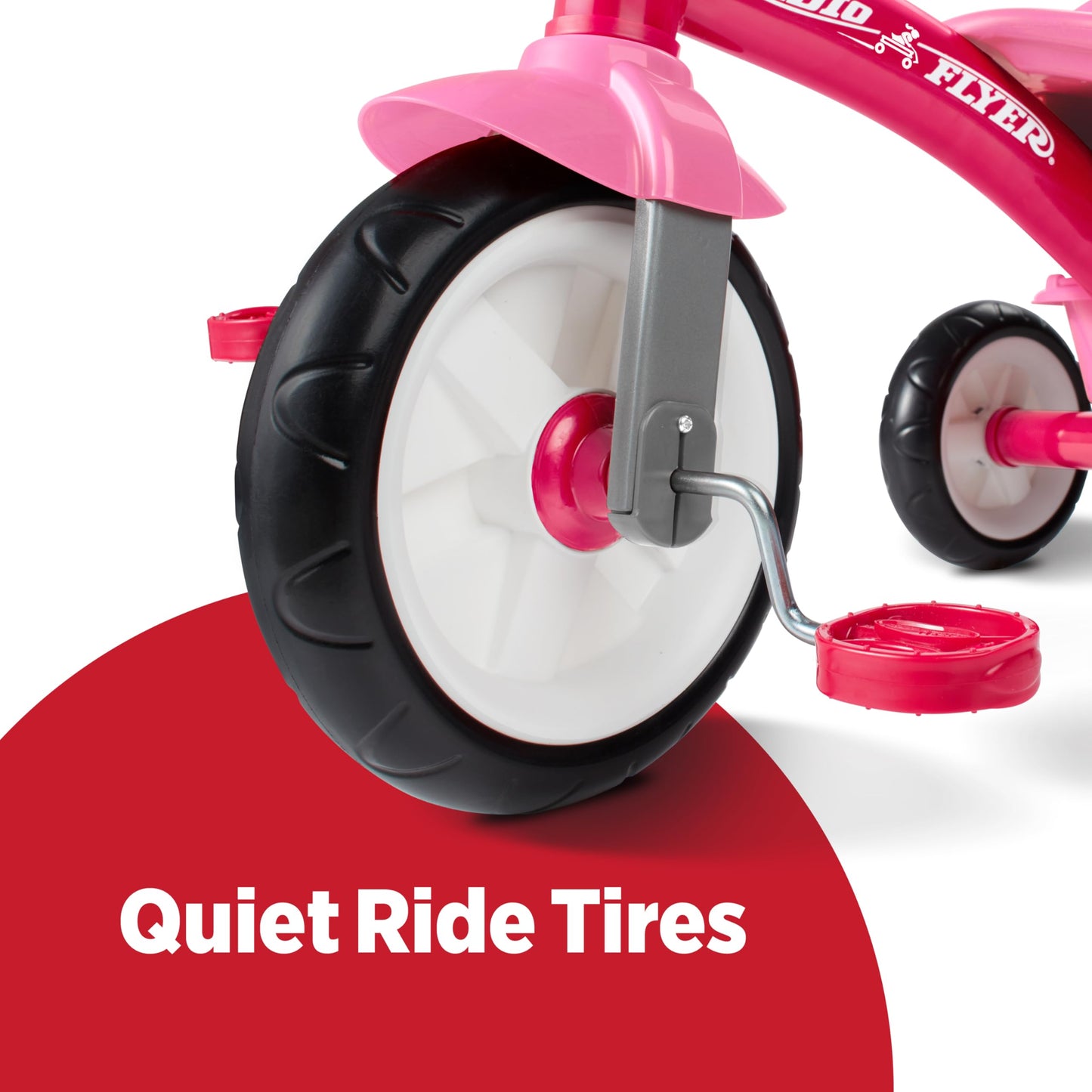 Radio Flyer Pink Rider Trike, for Ages 2.5-5, Adjustable Seat, Steel Construction, Quiet Ride Wheels, Covered Storage Bin, Comfort Grip Handlebars, Easy Carry Seat Handle, Tricycle for Toddlers