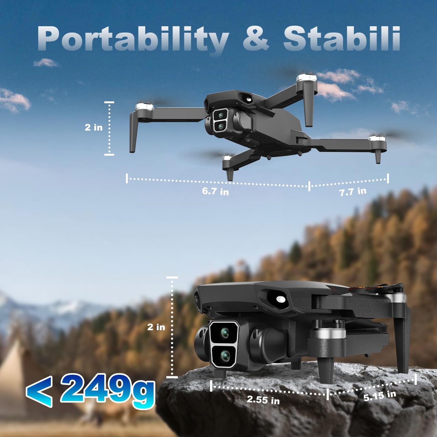 Drone with Camera for Adults 4K, Brushless Motor Drones for Kids Beginners, 60 Mins Flight, 130° Lens, FPV Foldable RC Quadcopter, Gesture Photography, Toys Gifts for Teen Boys Girls, Black